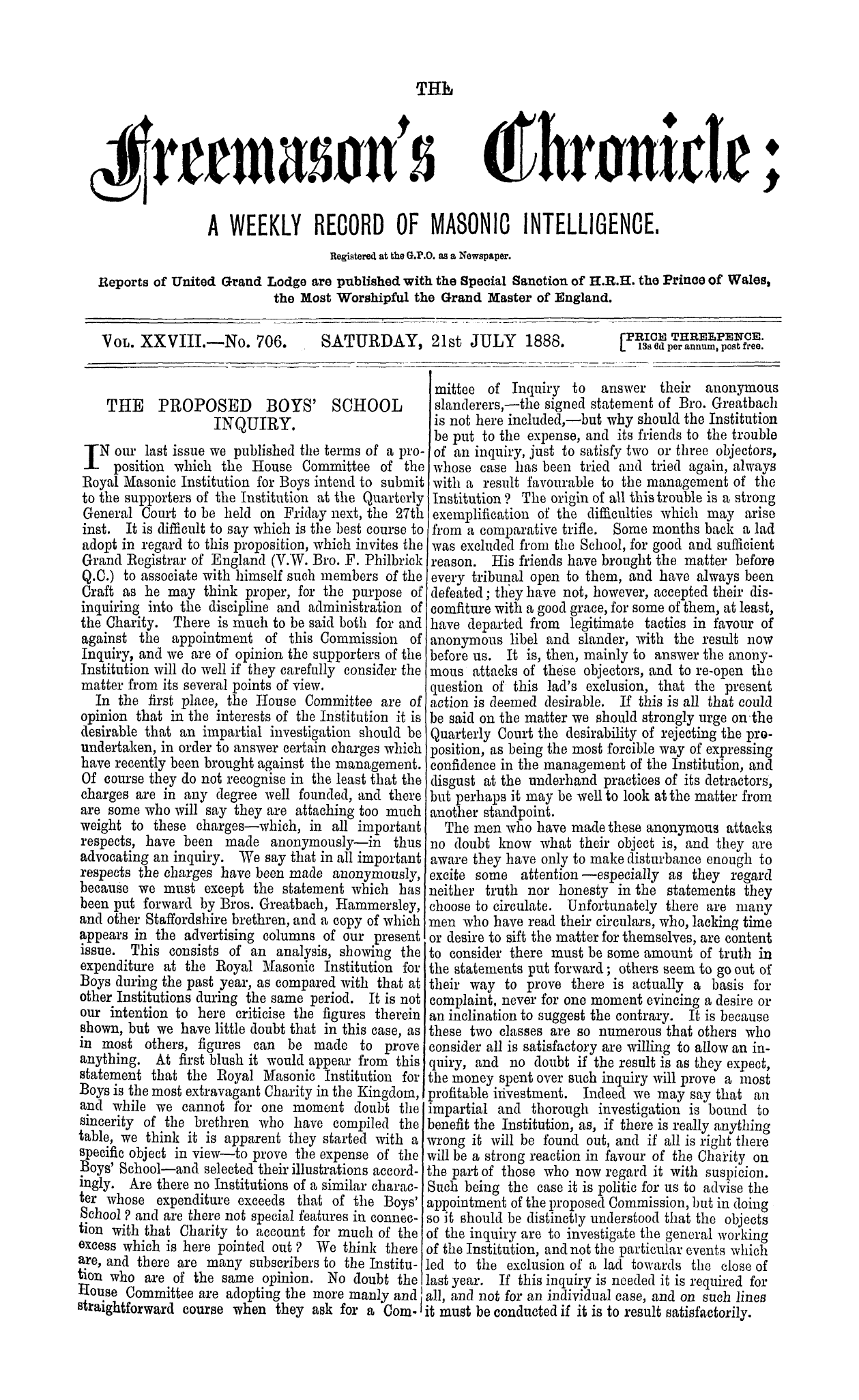 The Freemason's Chronicle