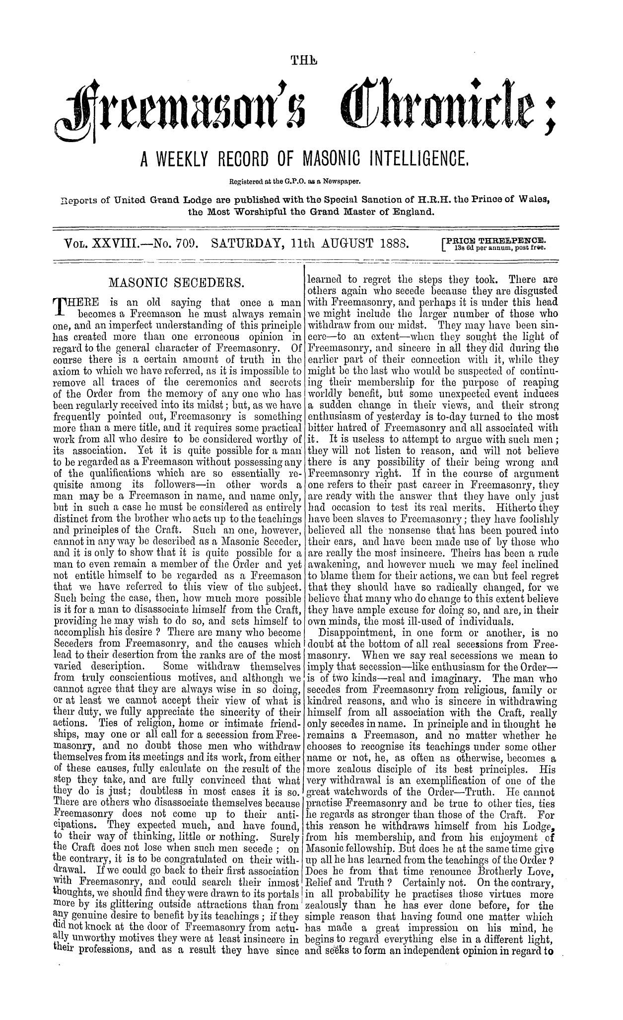 The Freemason's Chronicle