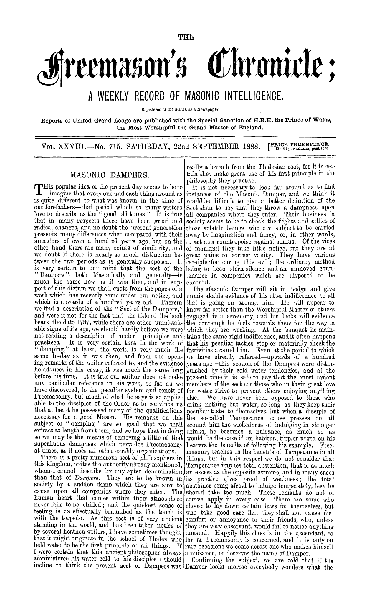 The Freemason's Chronicle
