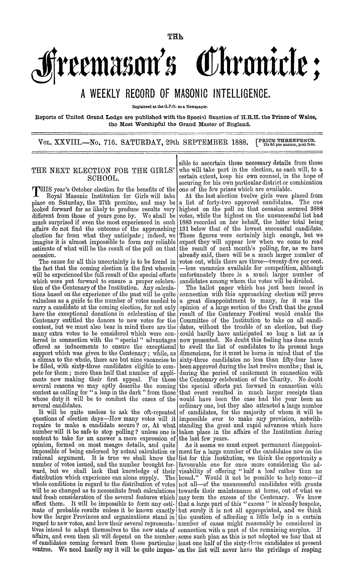 The Freemason's Chronicle
