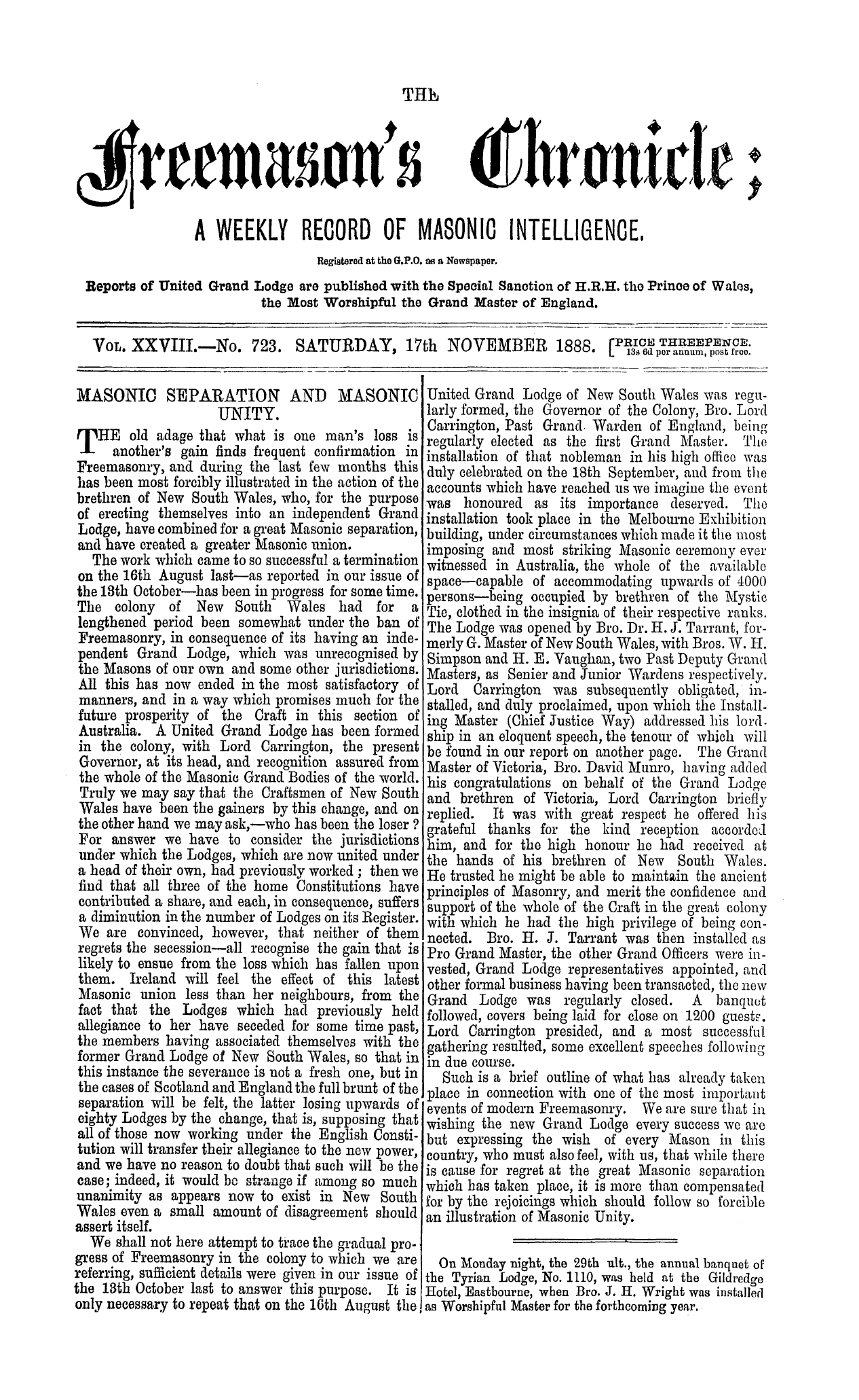 The Freemason's Chronicle