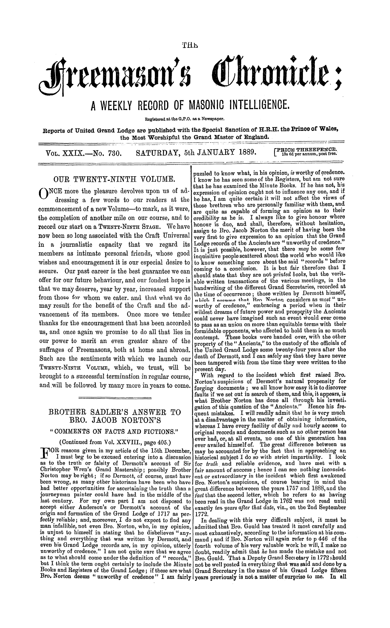 The Freemason's Chronicle