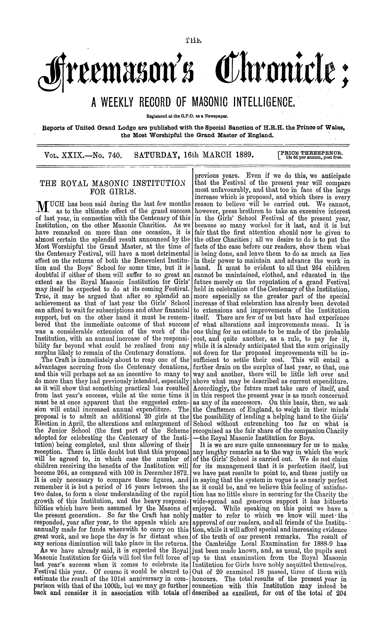 The Freemason's Chronicle