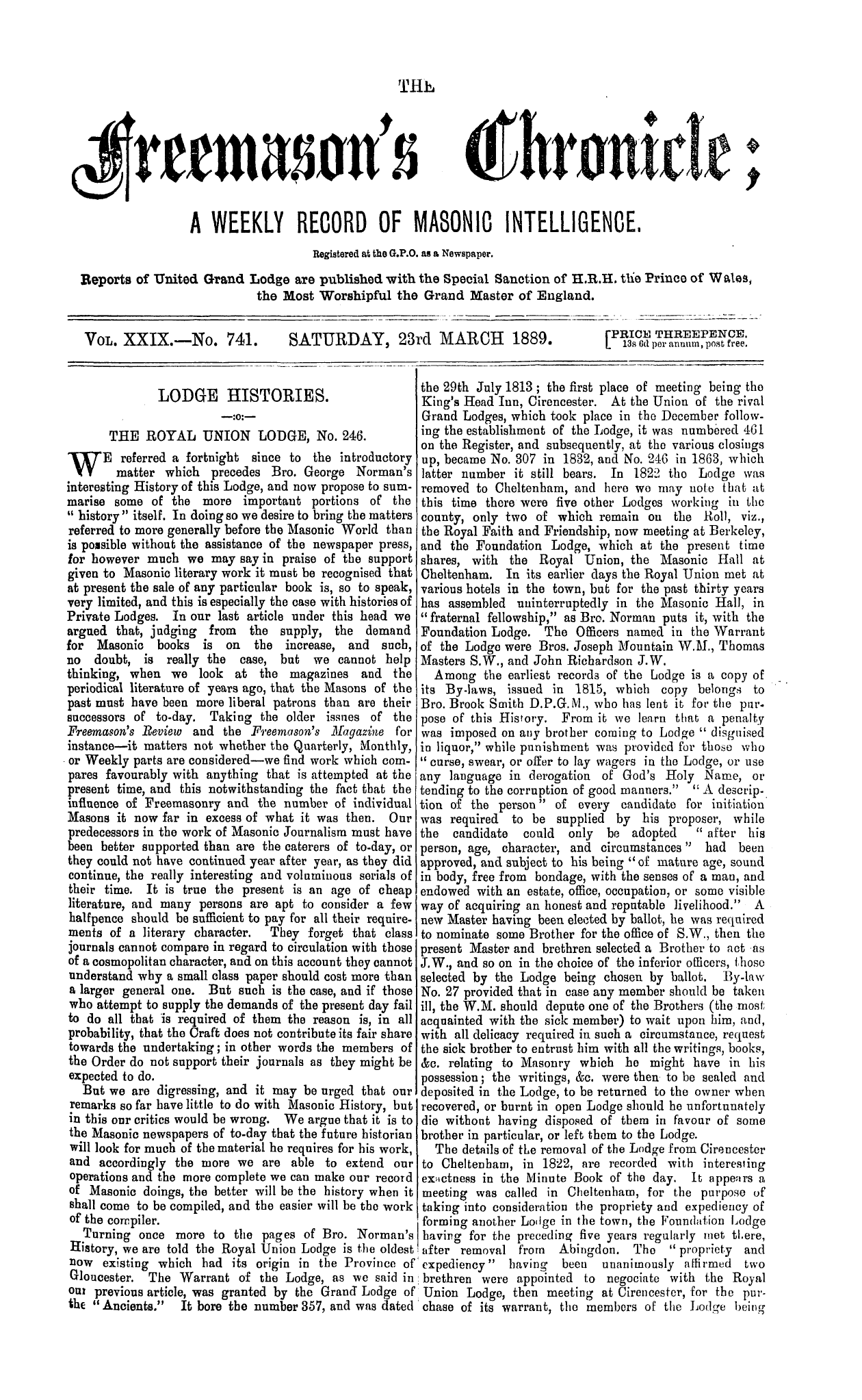 The Freemason's Chronicle