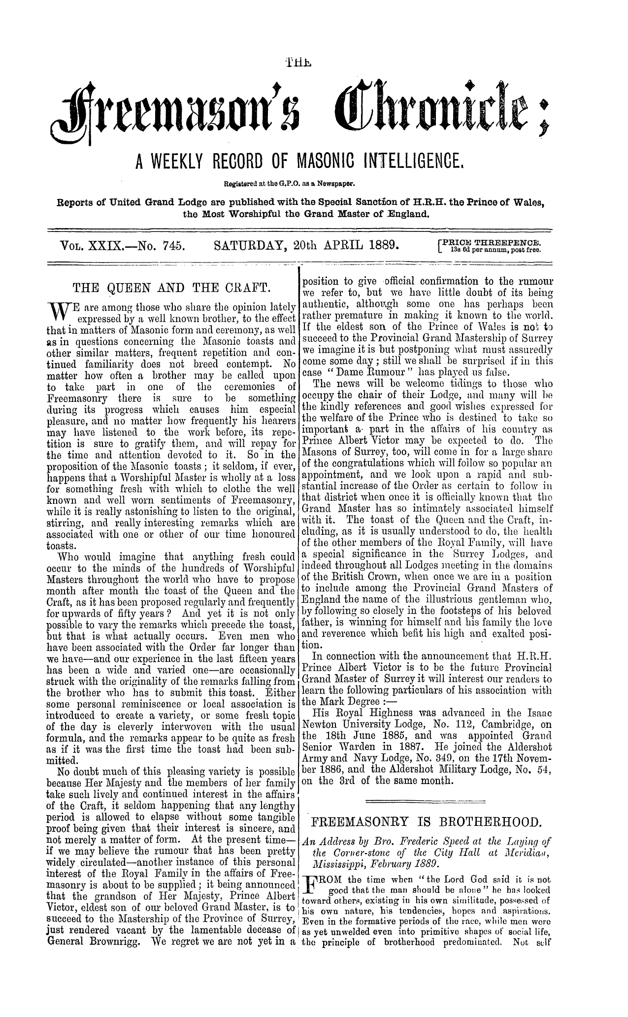 The Freemason's Chronicle