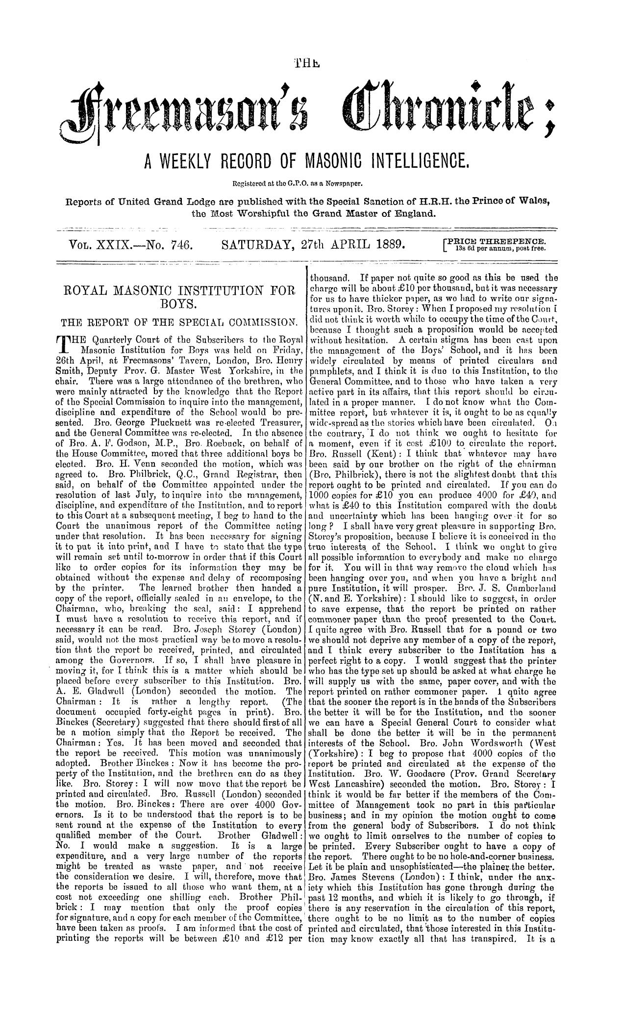 The Freemason's Chronicle
