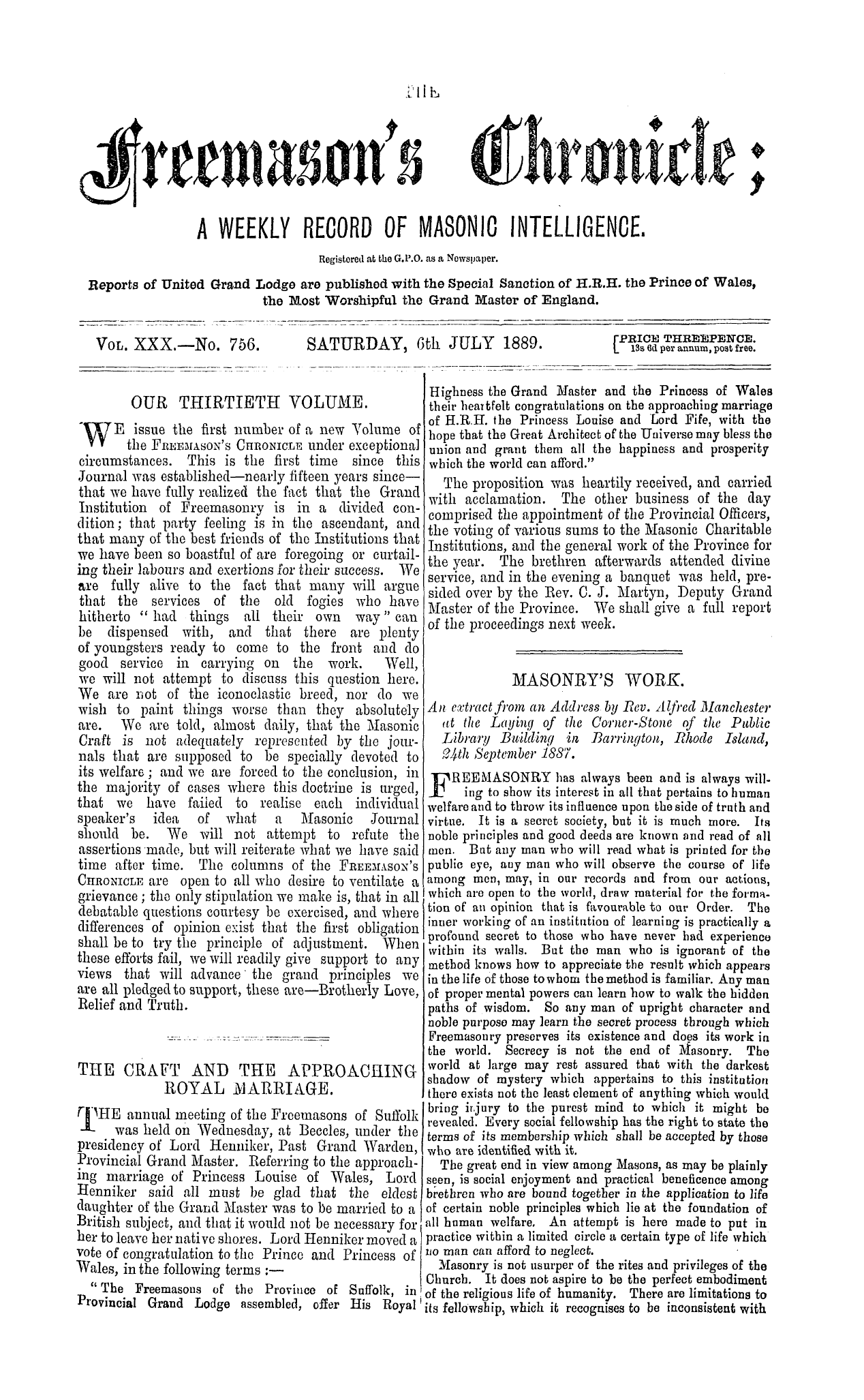 The Freemason's Chronicle