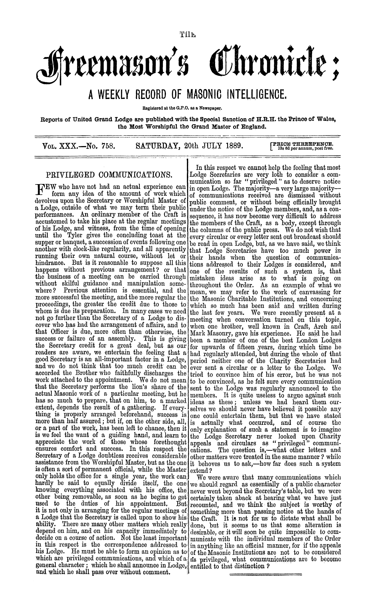 The Freemason's Chronicle