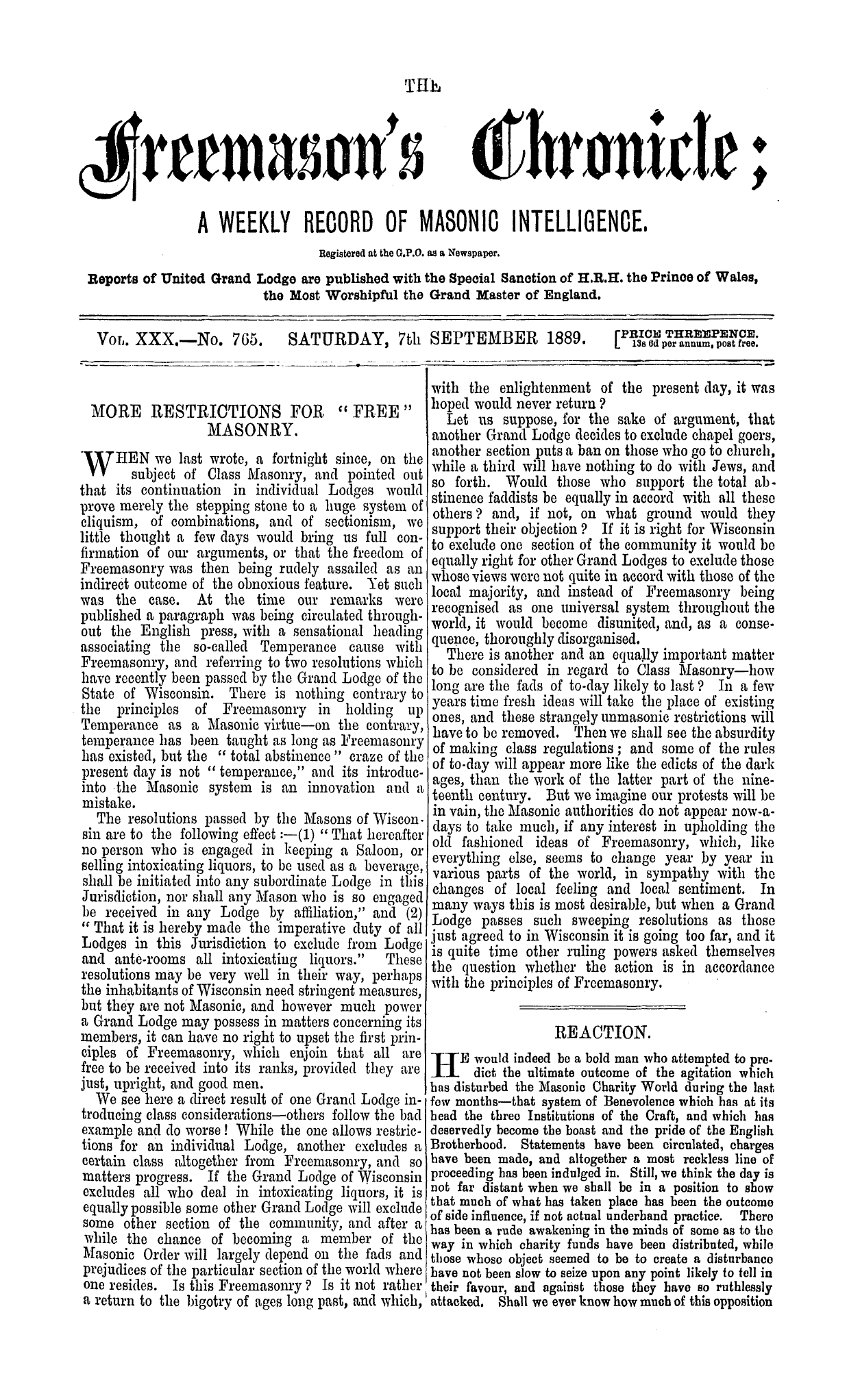 The Freemason's Chronicle