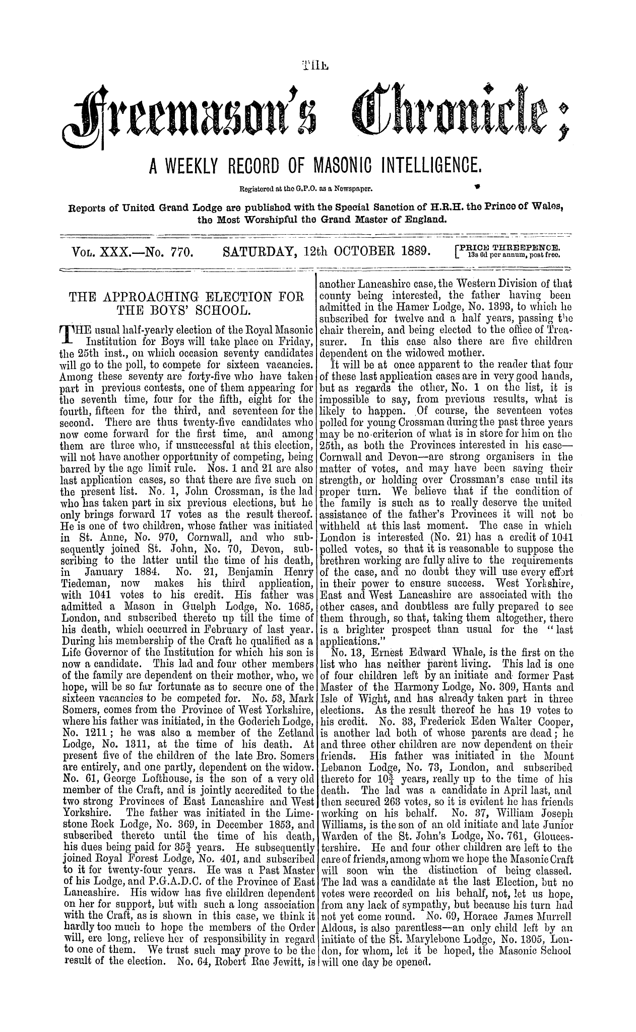 The Freemason's Chronicle