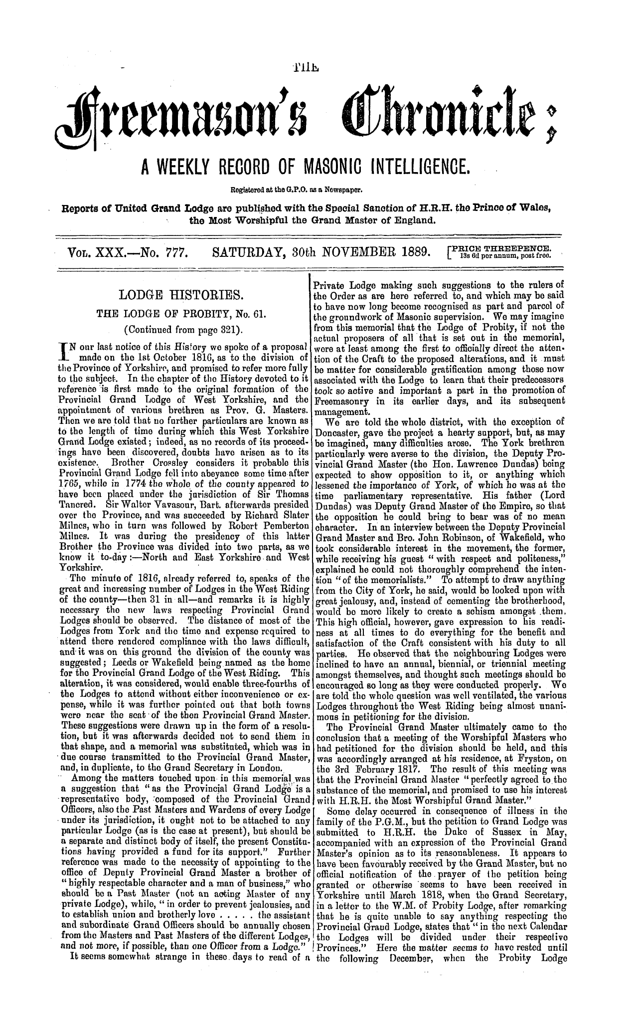 The Freemason's Chronicle