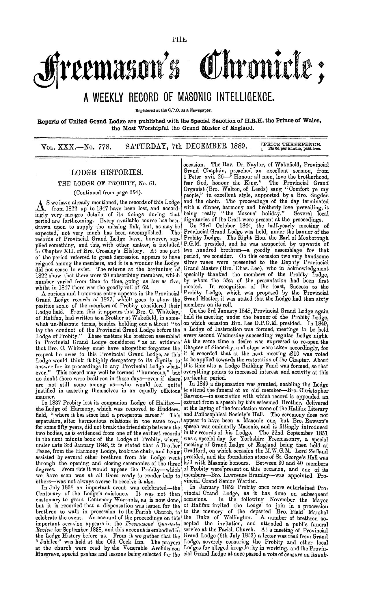 The Freemason's Chronicle