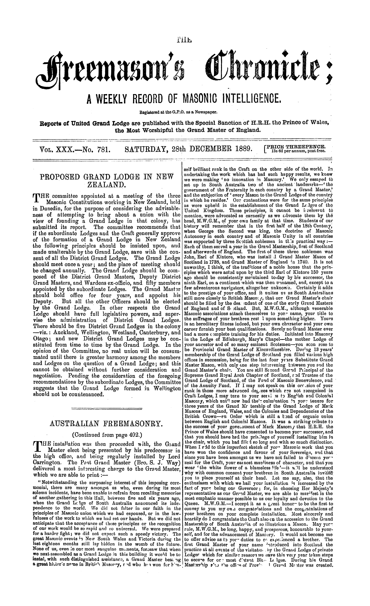 The Freemason's Chronicle