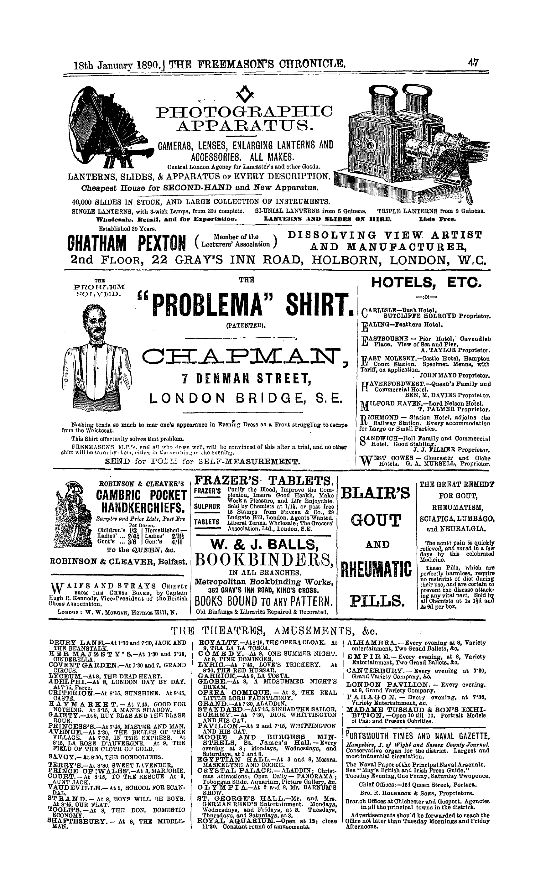The Freemason's Chronicle: 1890-01-18 - Ad01504
