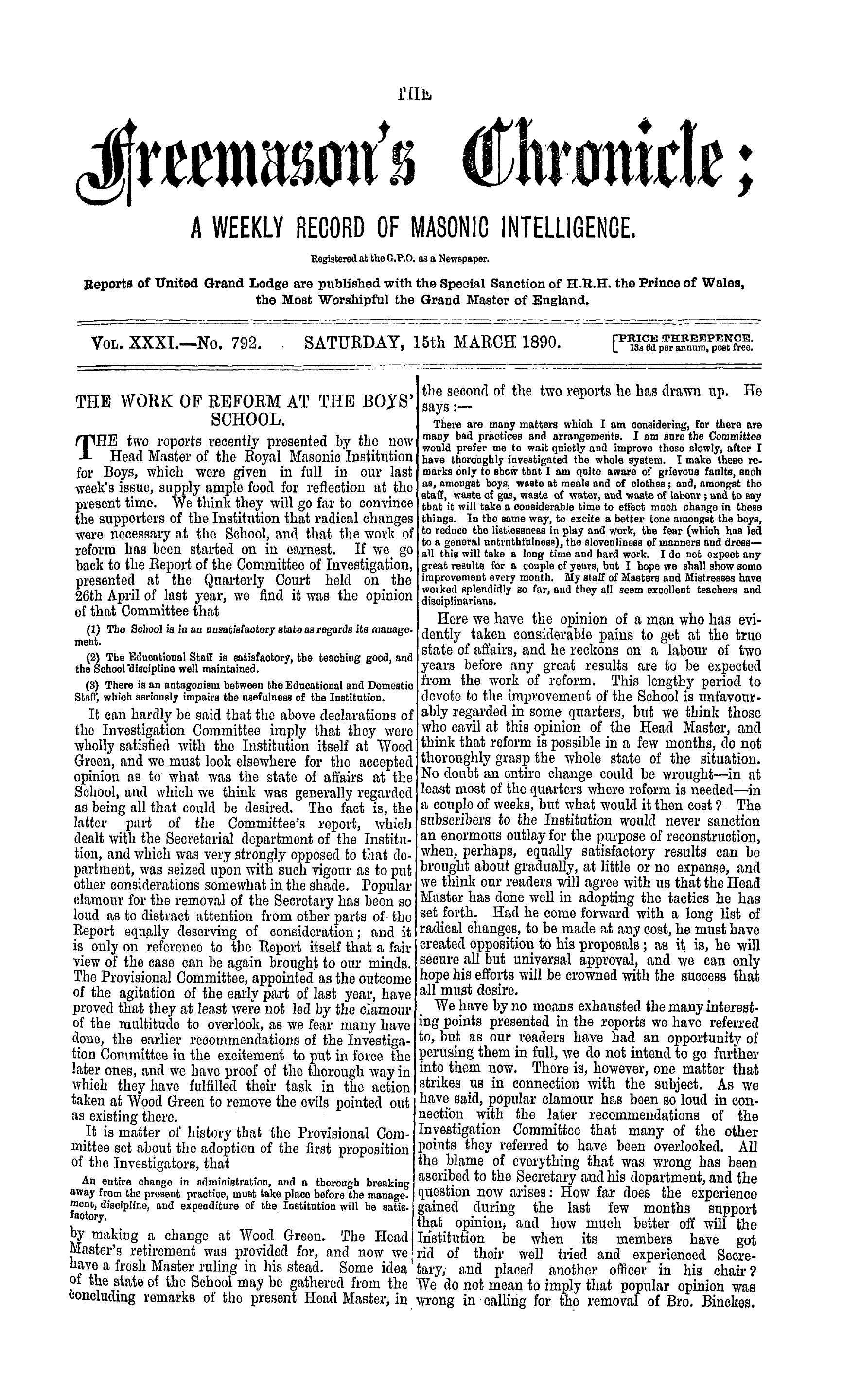The Freemason's Chronicle