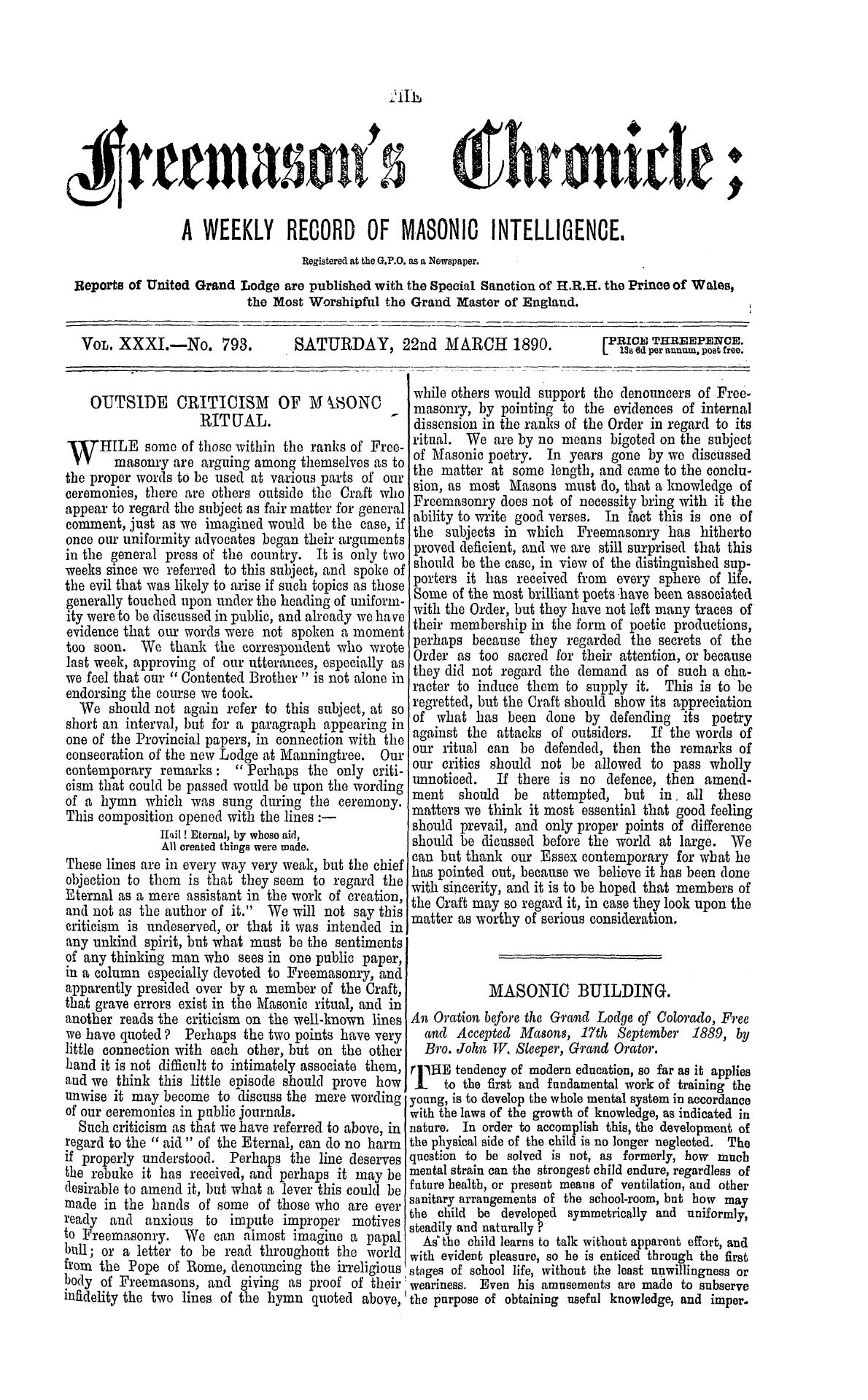 The Freemason's Chronicle