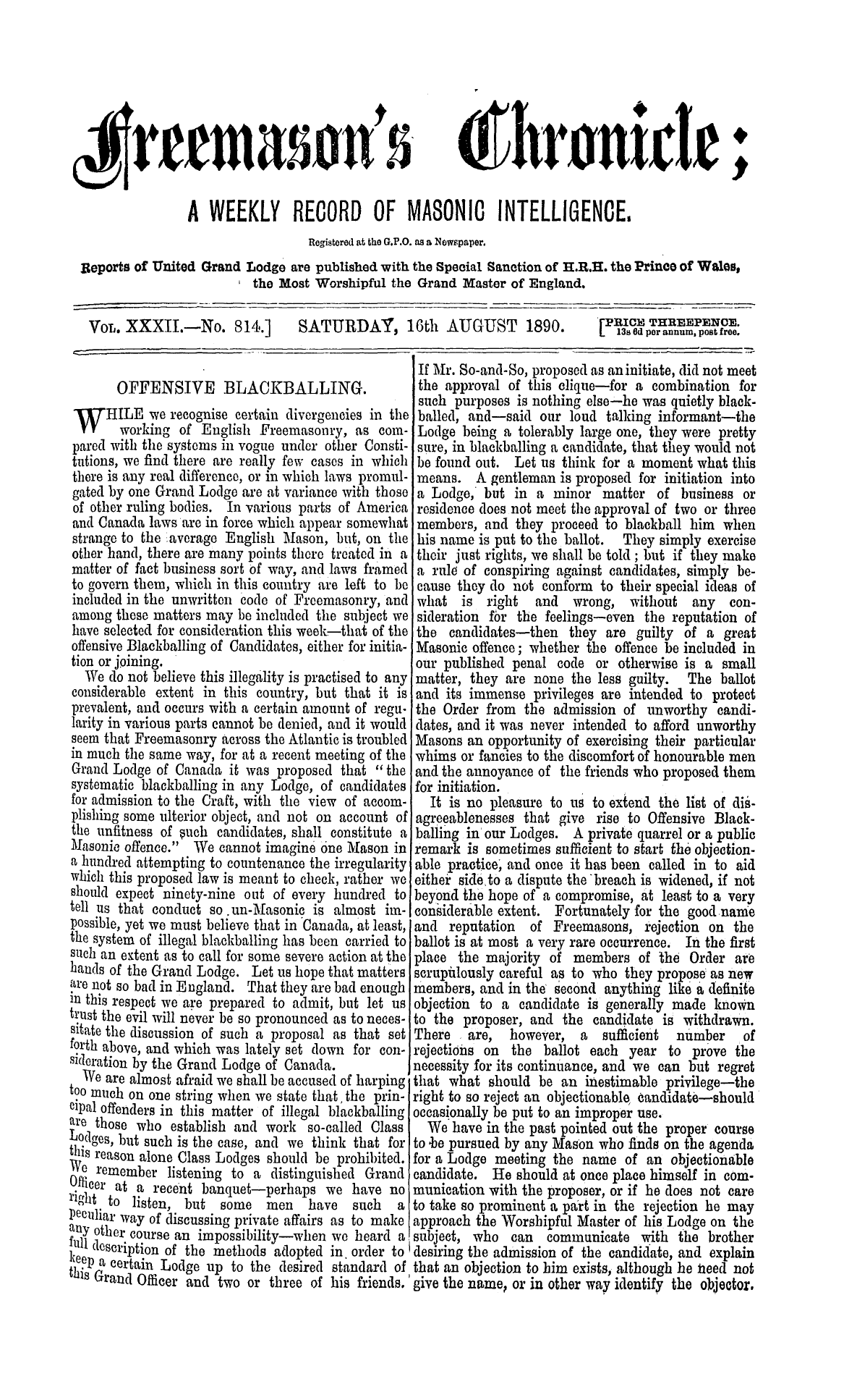 The Freemason's Chronicle