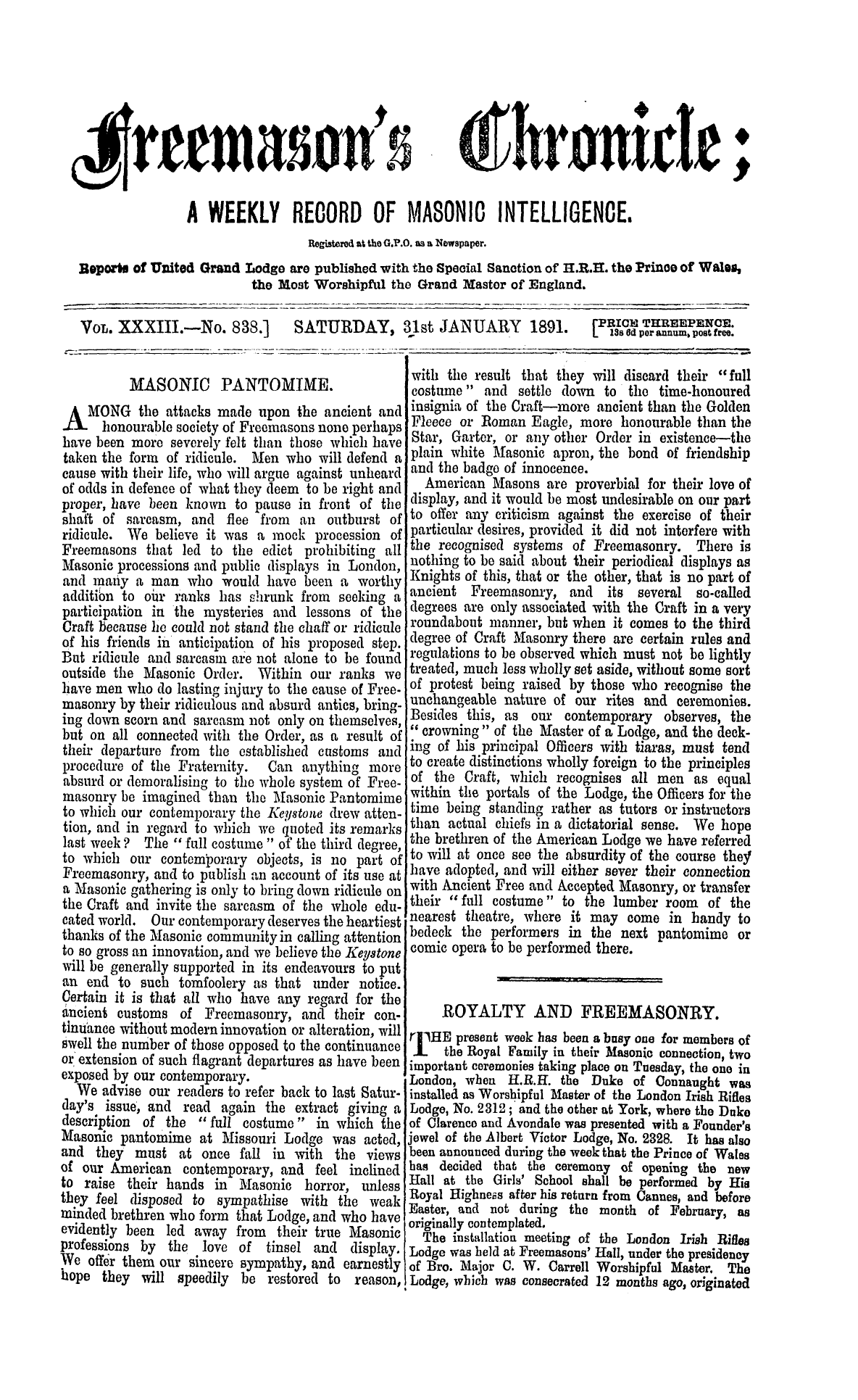 The Freemason's Chronicle