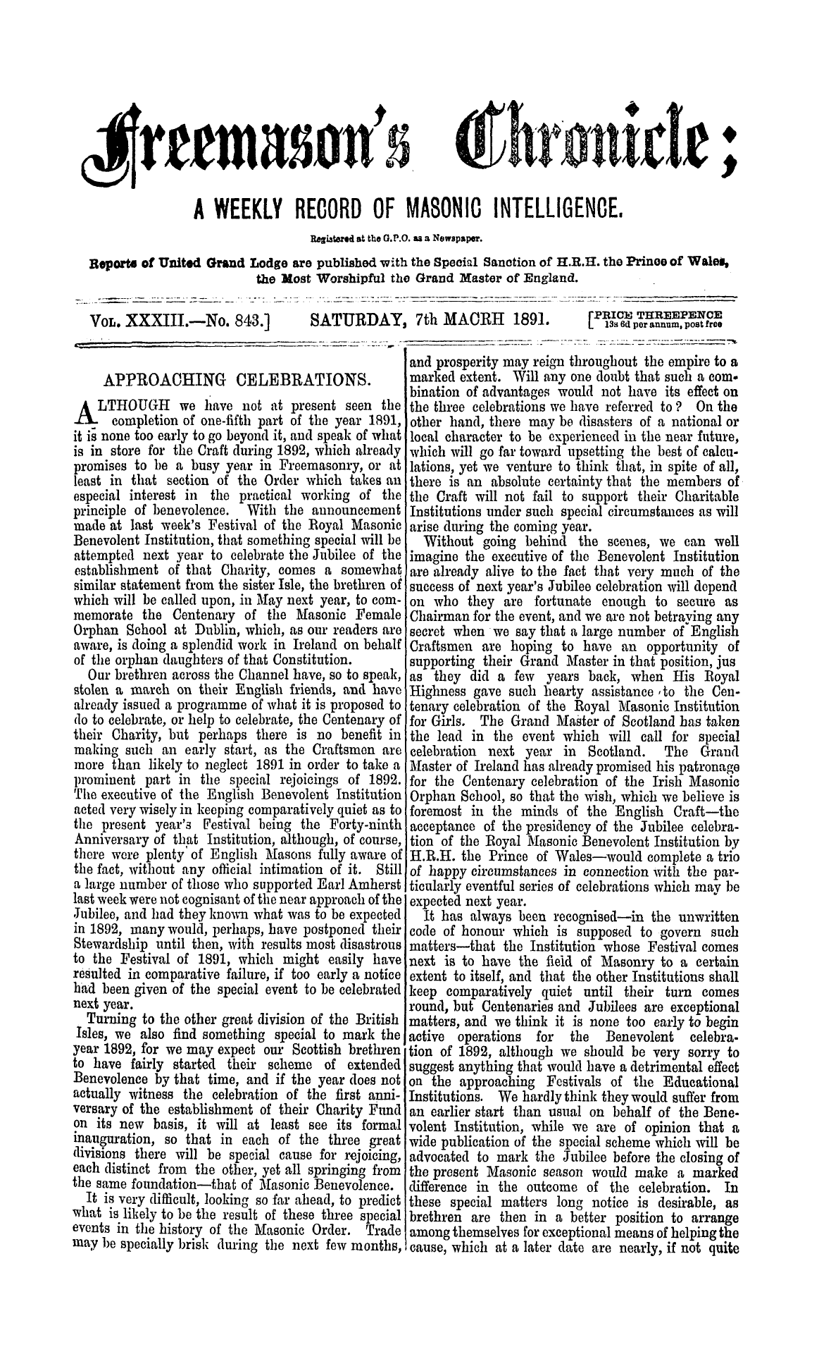 The Freemason's Chronicle