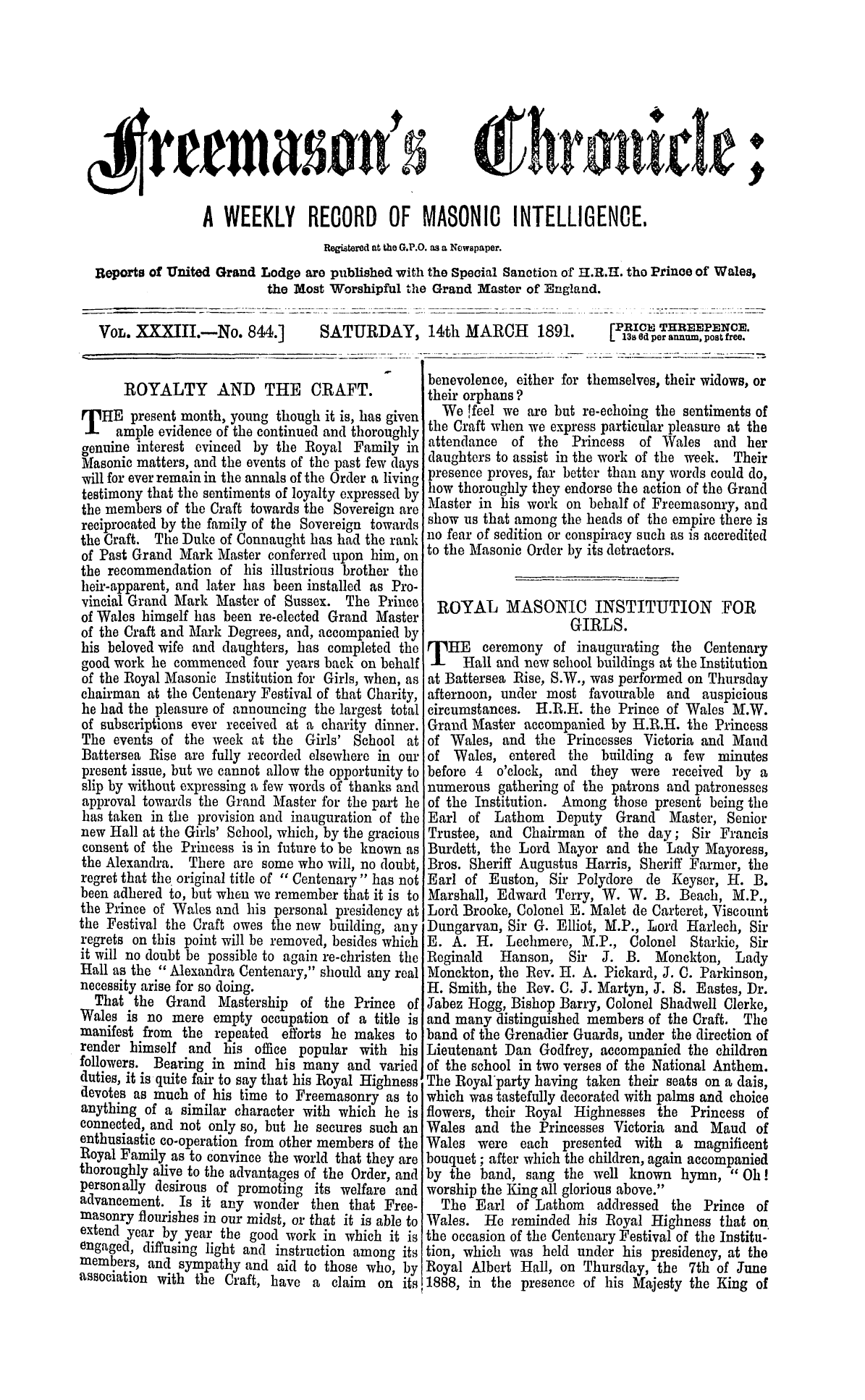 The Freemason's Chronicle