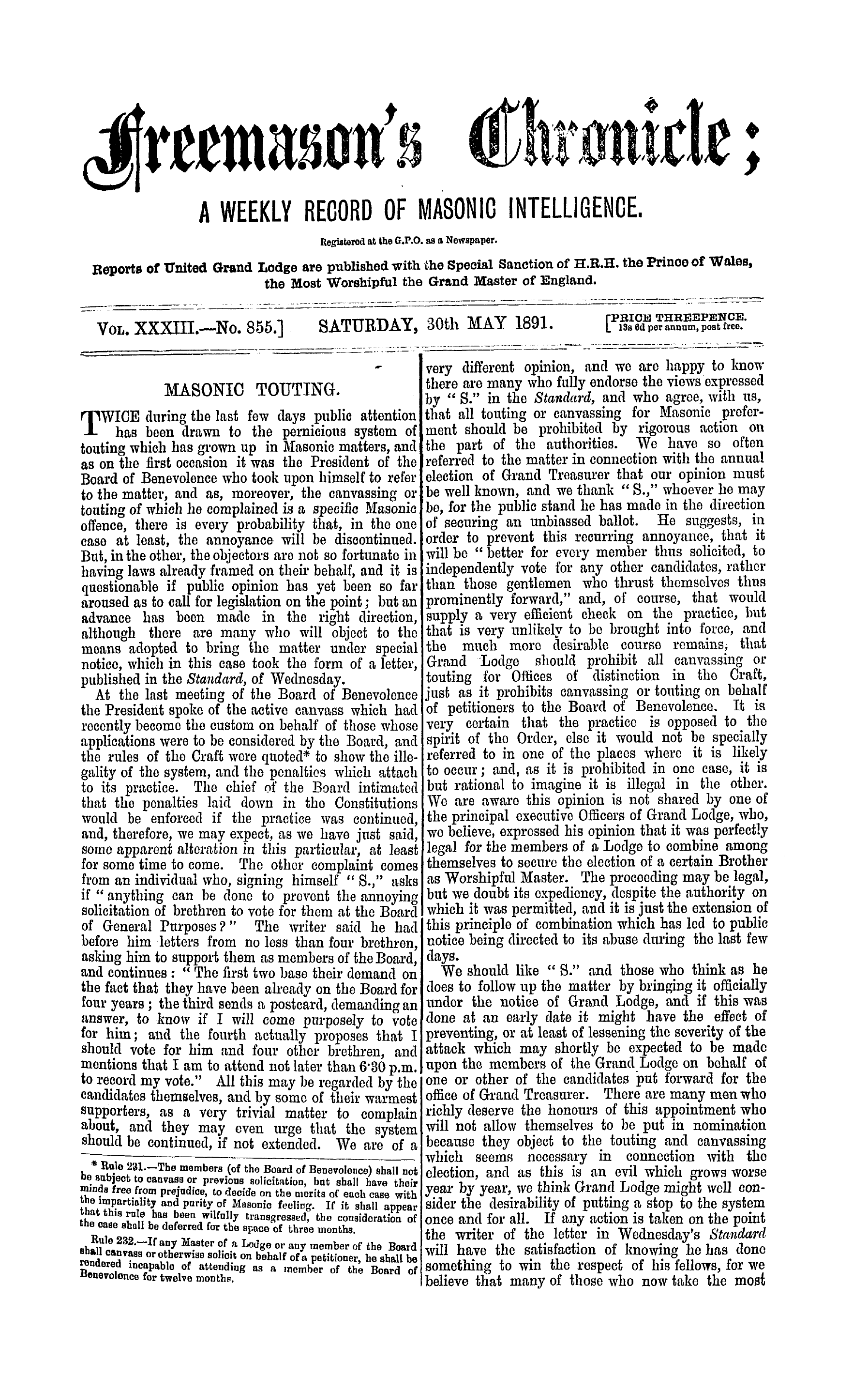 The Freemason's Chronicle