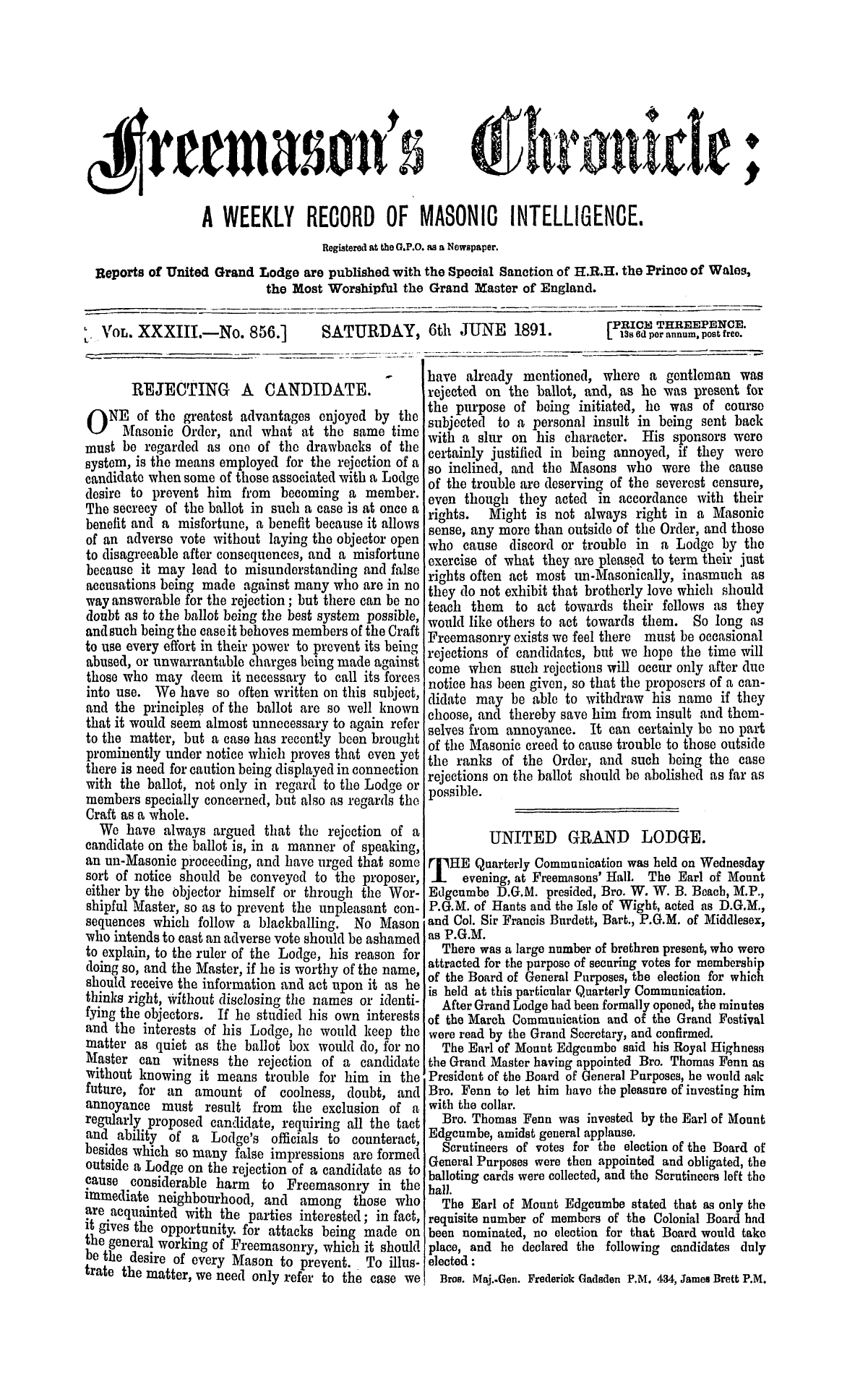 The Freemason's Chronicle