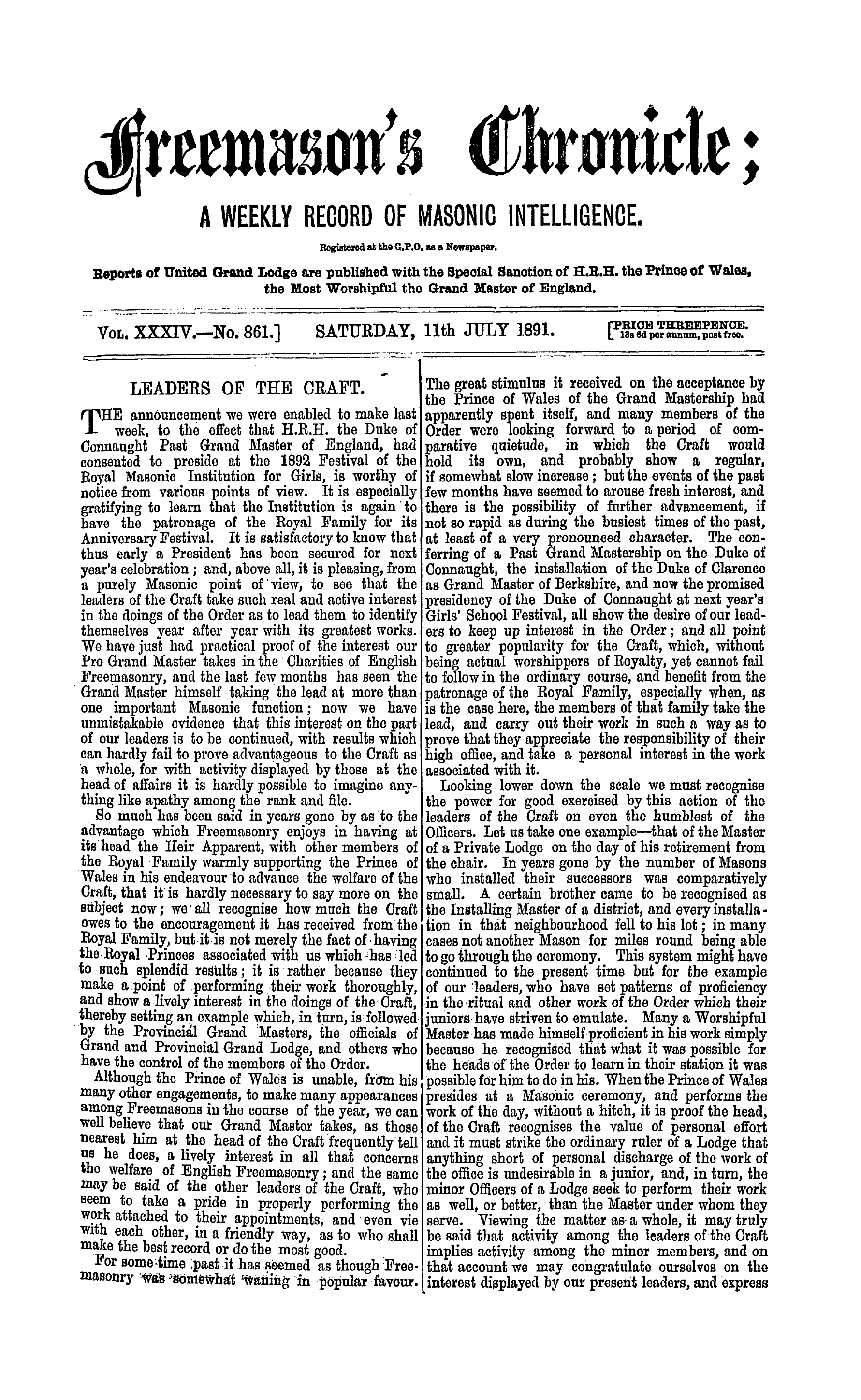 The Freemason's Chronicle