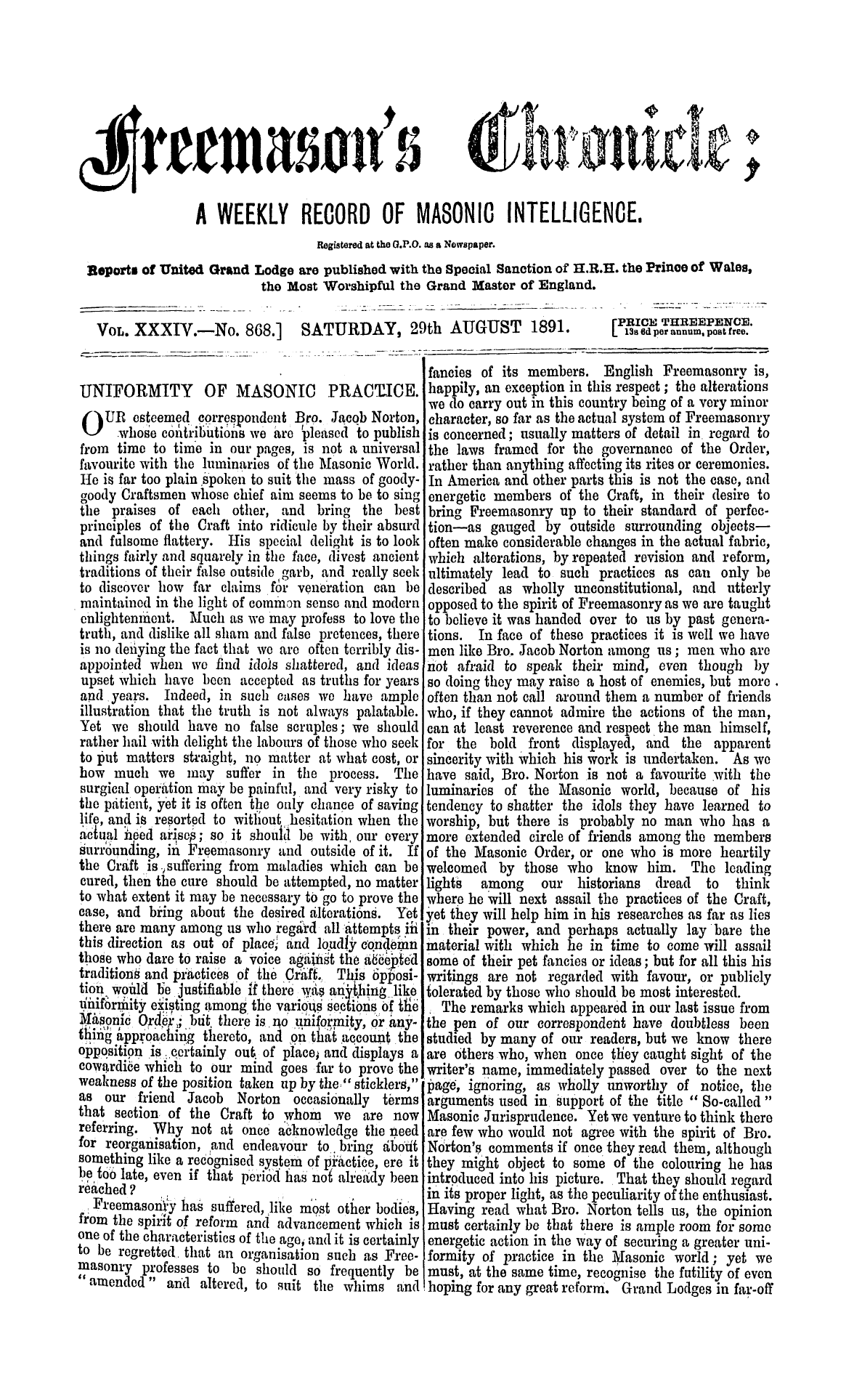 The Freemason's Chronicle