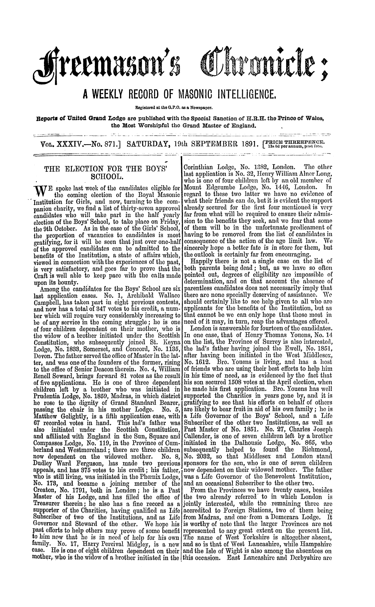 The Freemason's Chronicle