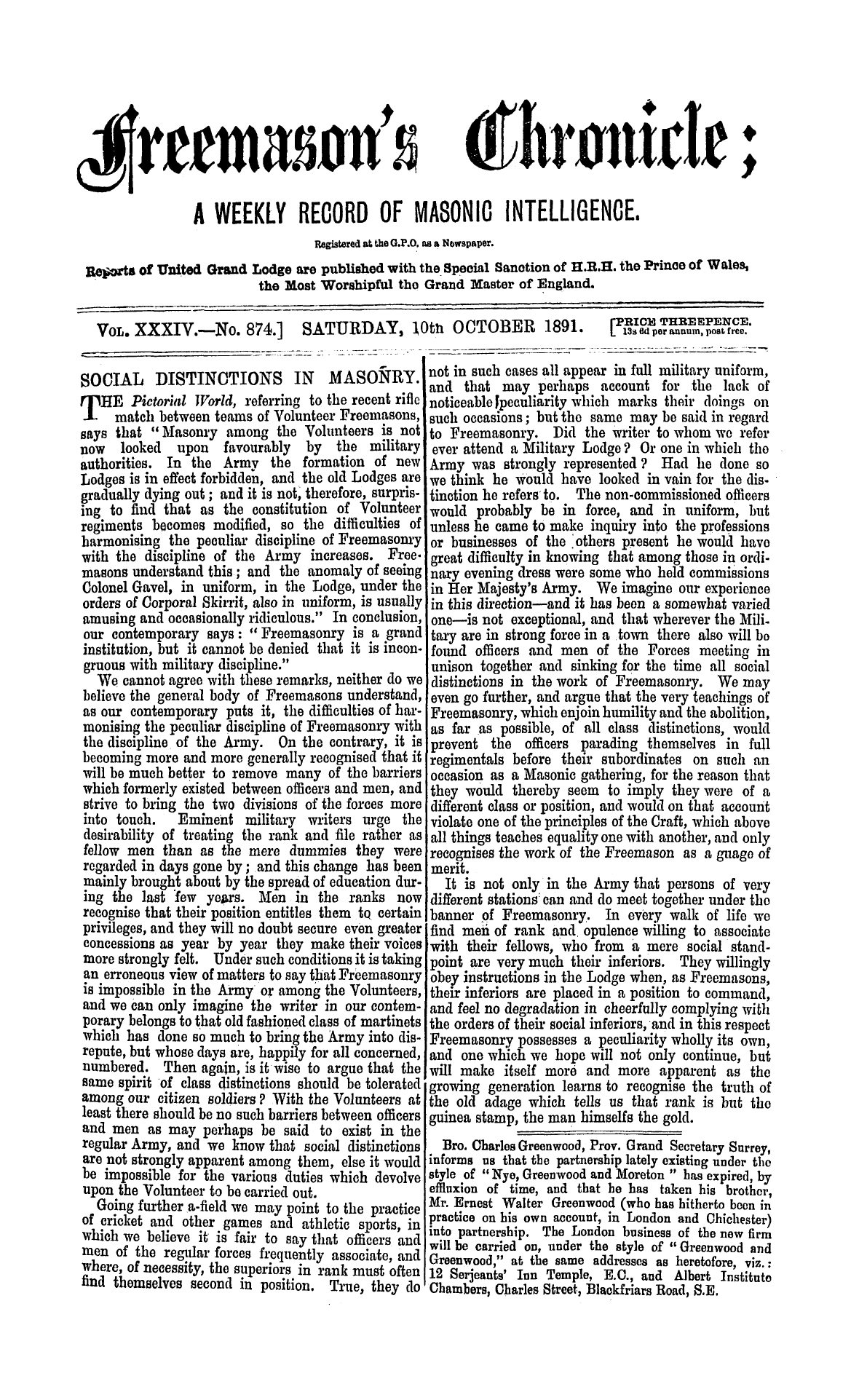 The Freemason's Chronicle