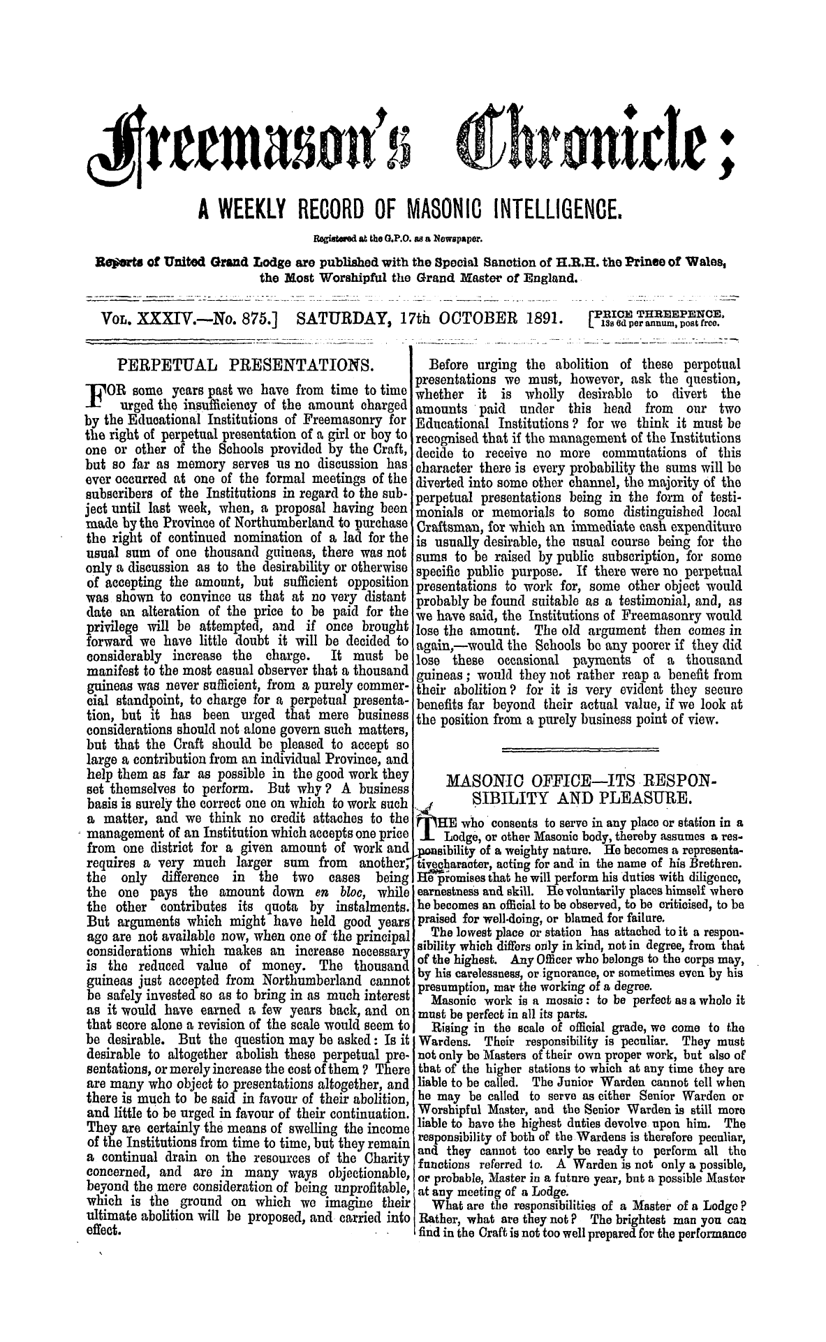 The Freemason's Chronicle