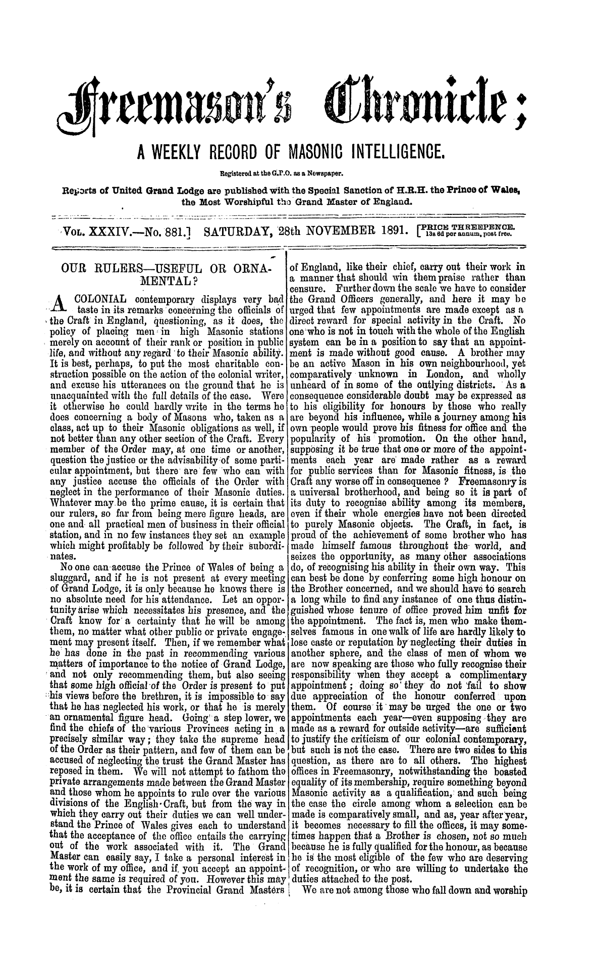 The Freemason's Chronicle