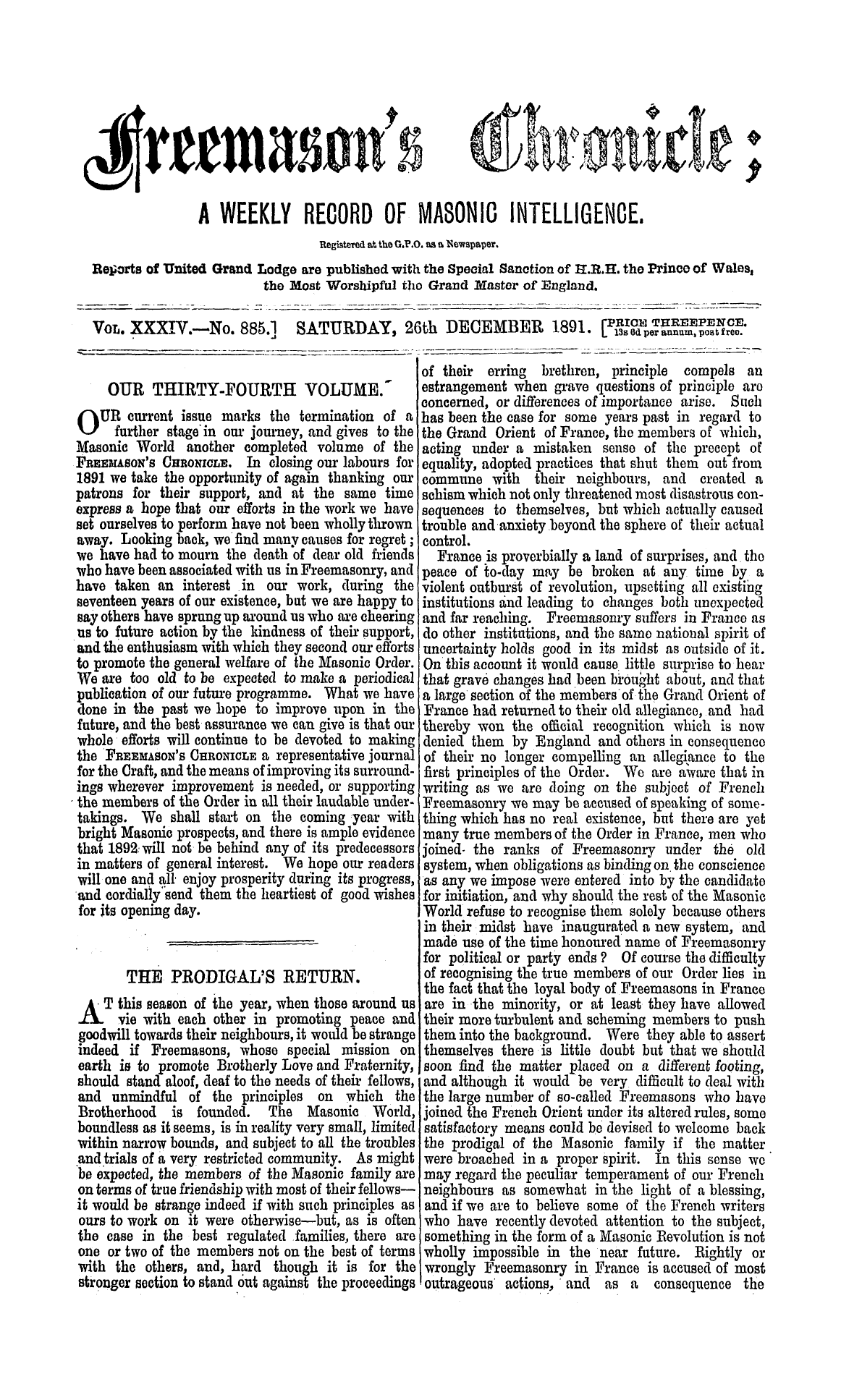 The Freemason's Chronicle