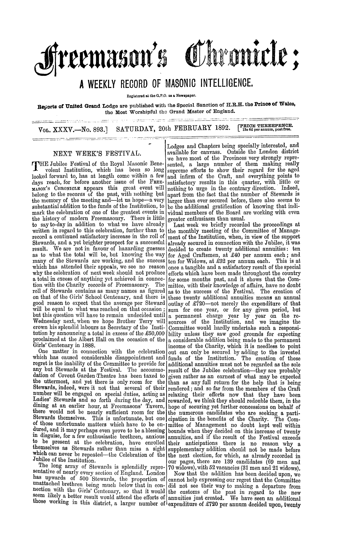 The Freemason's Chronicle