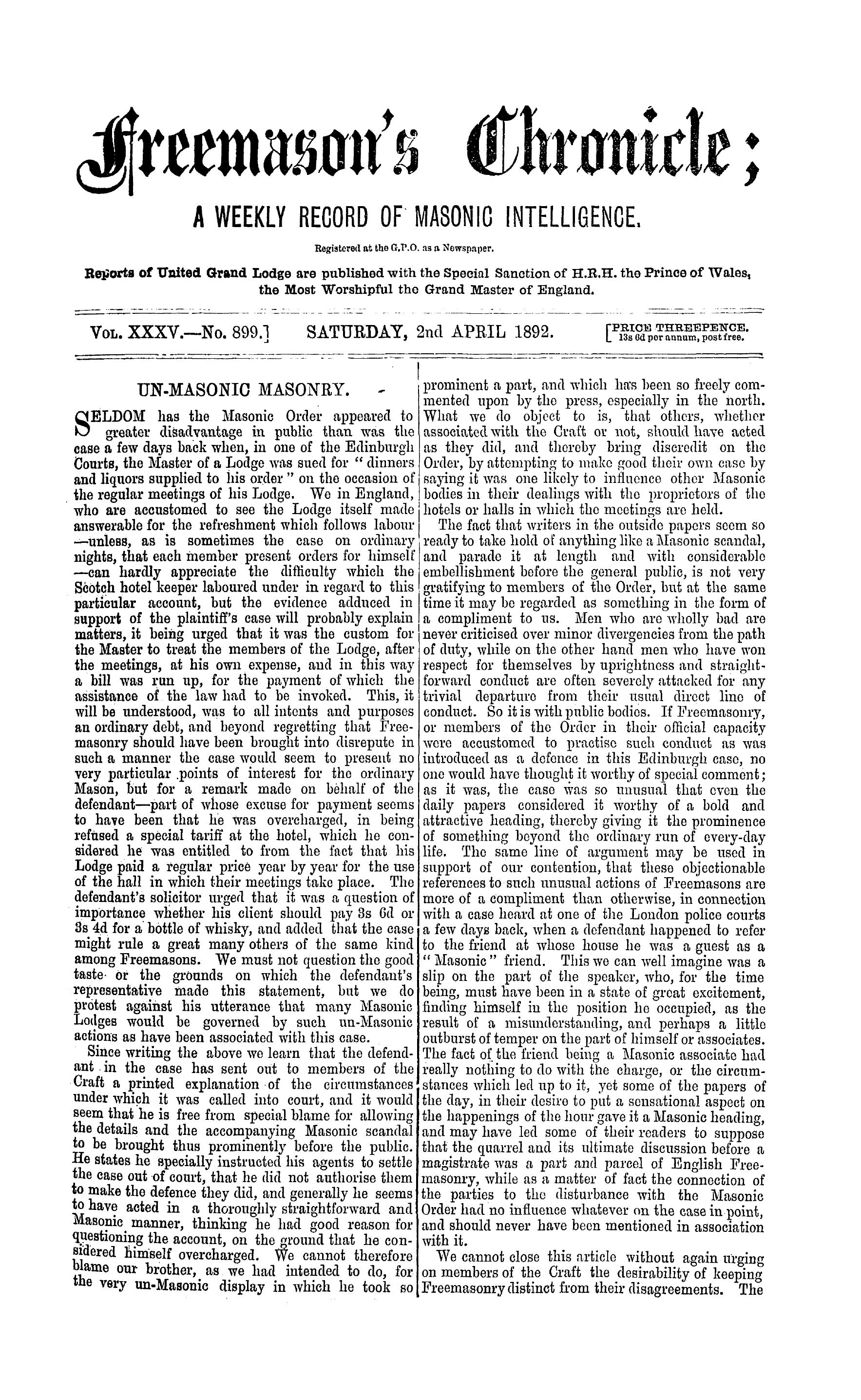 The Freemason's Chronicle