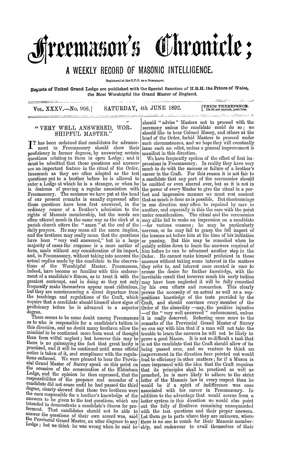 The Freemason's Chronicle
