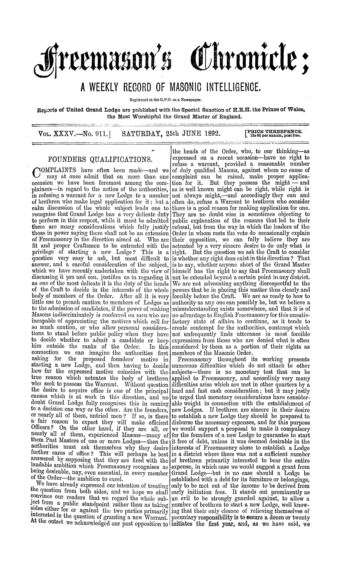 The Freemason's Chronicle