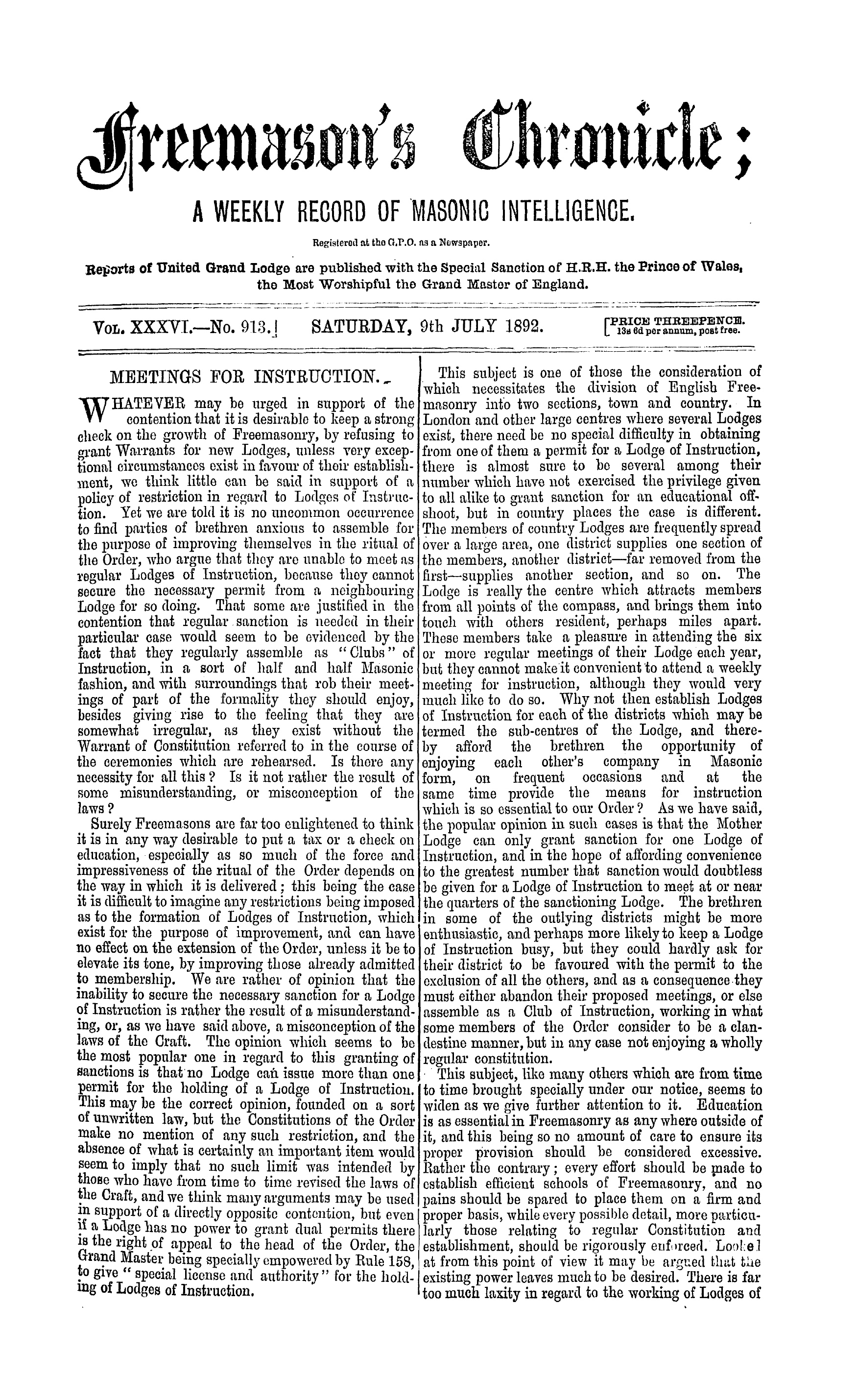The Freemason's Chronicle
