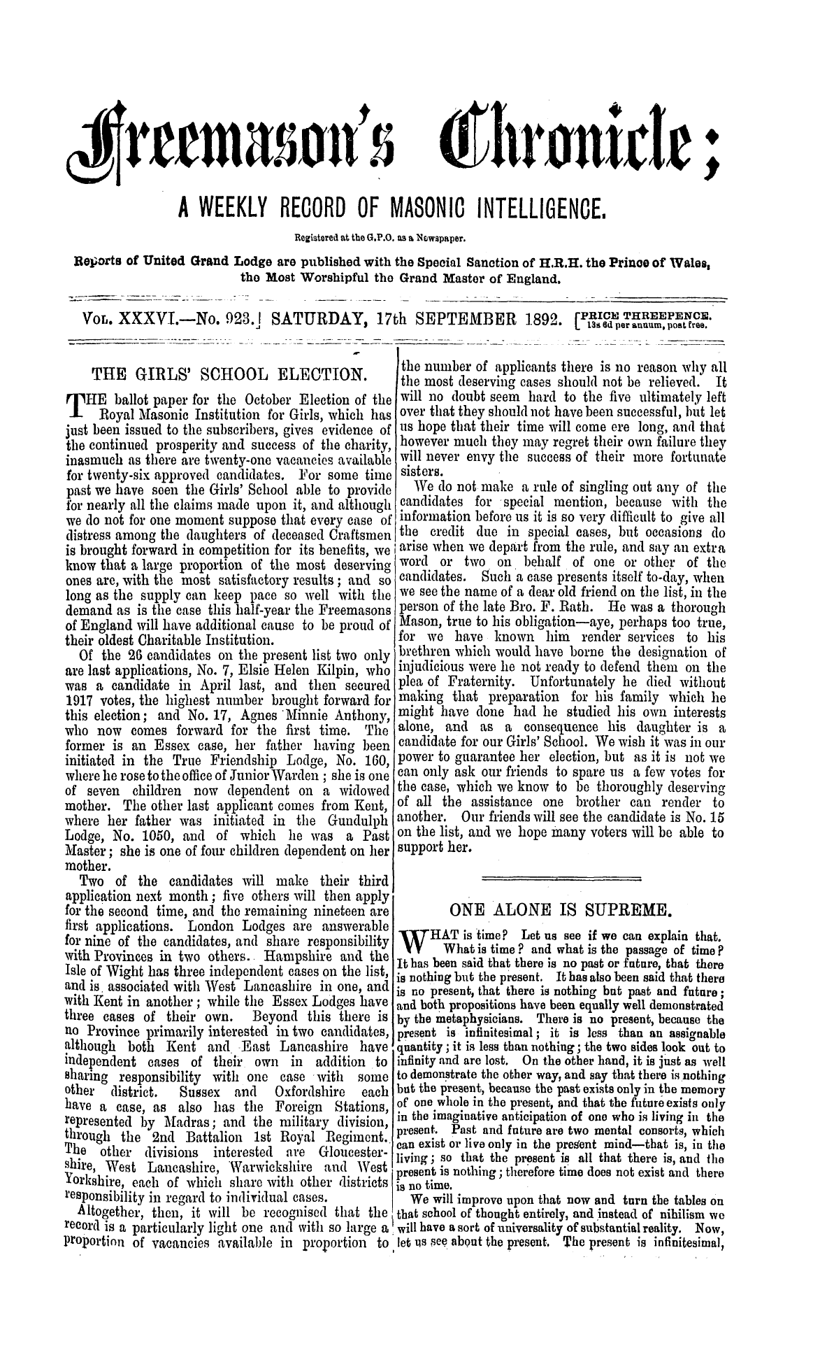 The Freemason's Chronicle