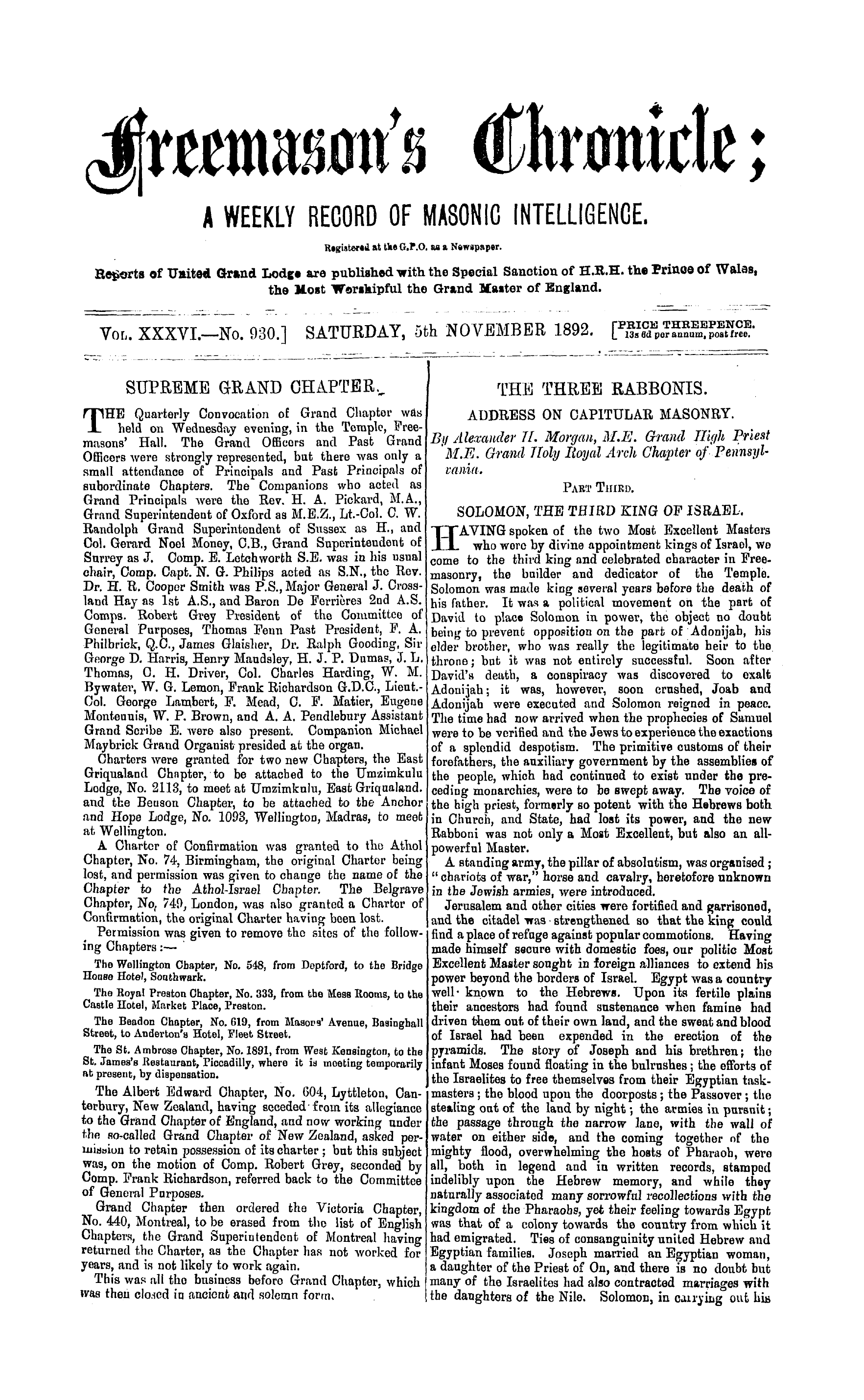 The Freemason's Chronicle