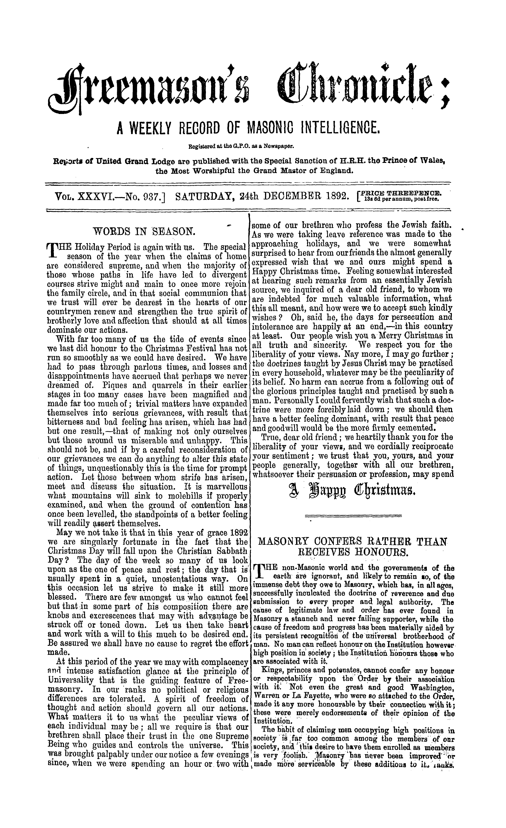 The Freemason's Chronicle