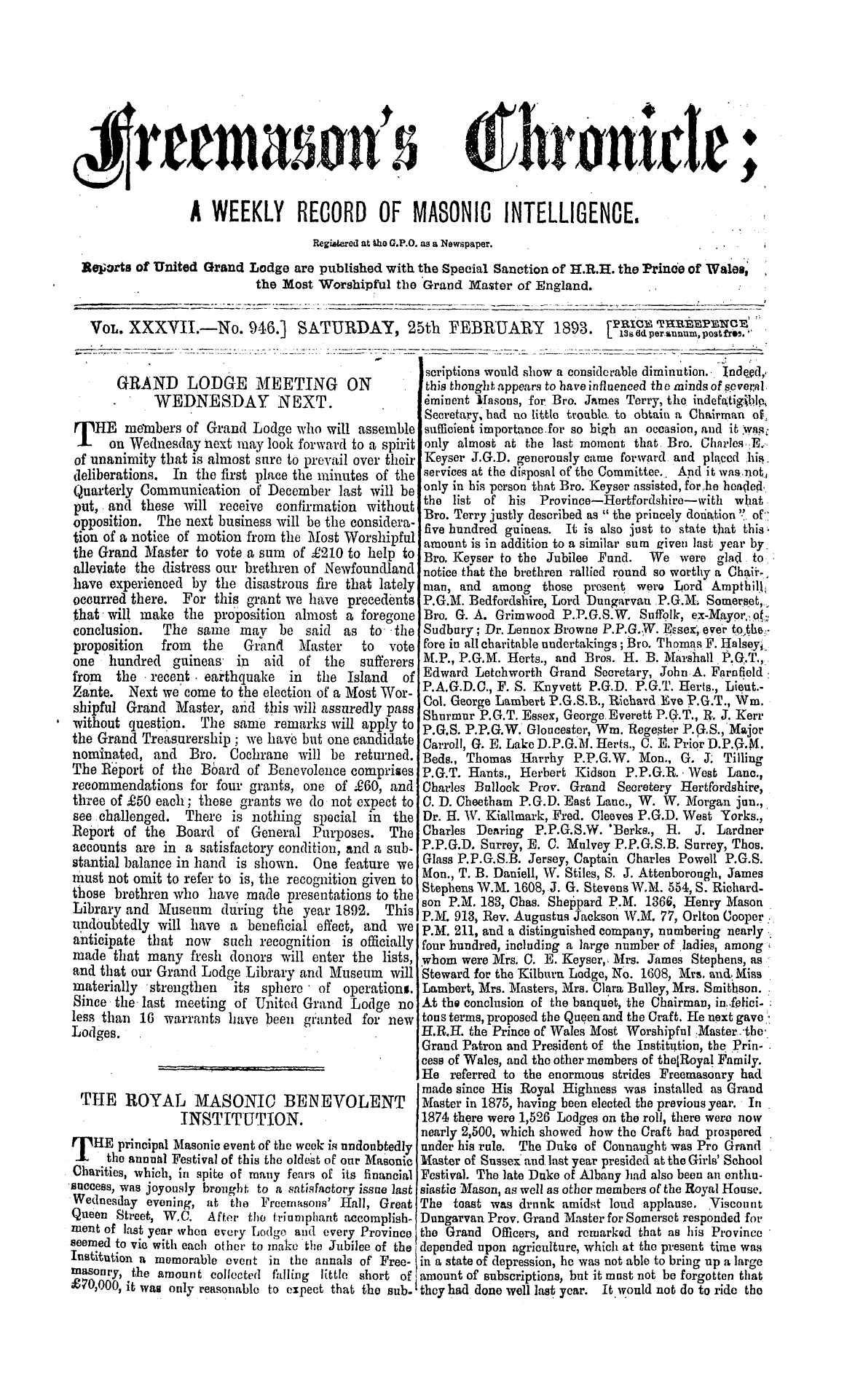 The Freemason's Chronicle
