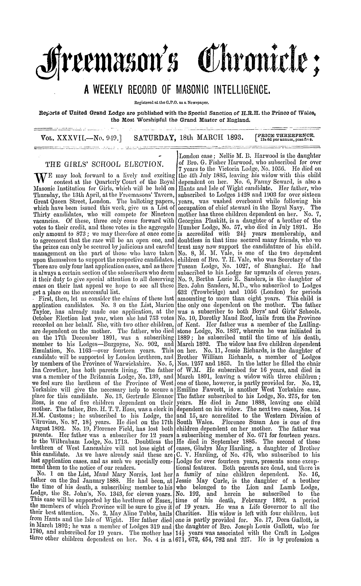 The Freemason's Chronicle