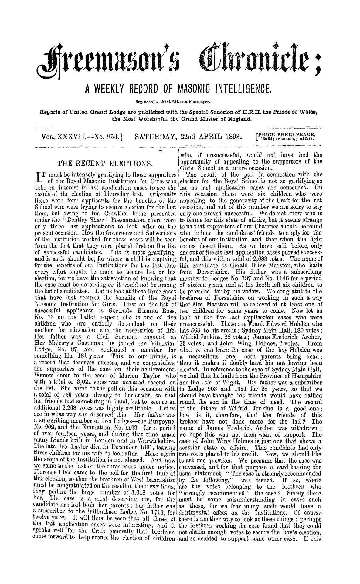 The Freemason's Chronicle