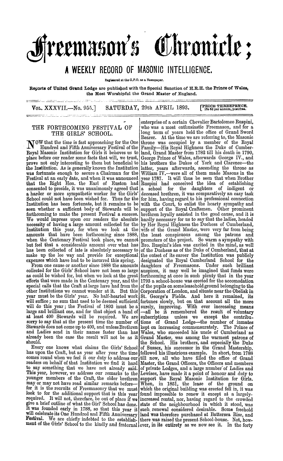 The Freemason's Chronicle