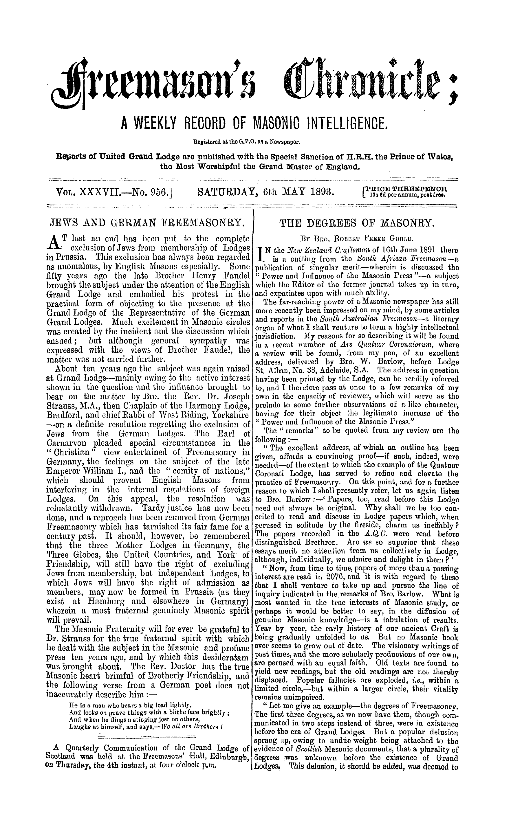 The Freemason's Chronicle