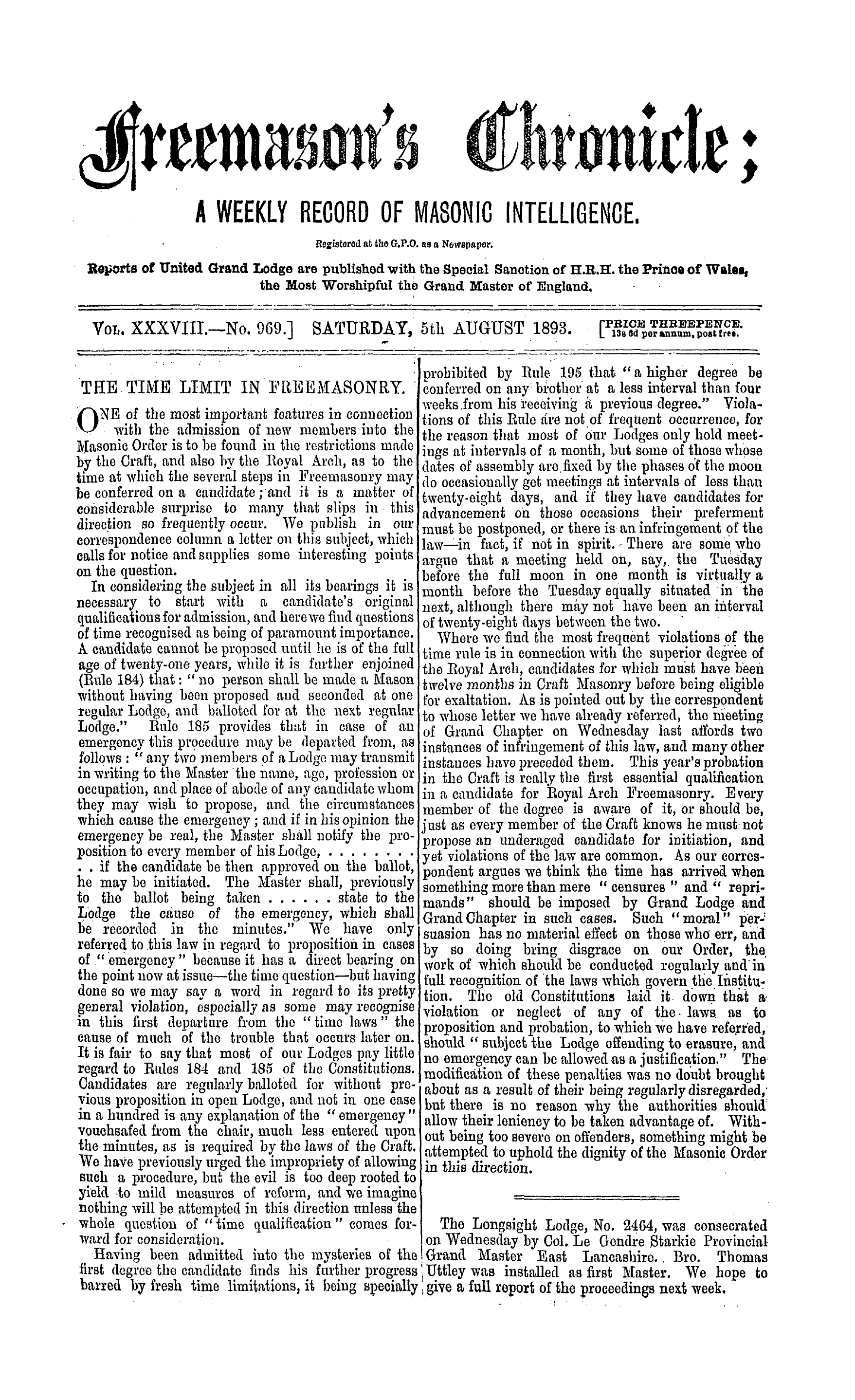 The Freemason's Chronicle