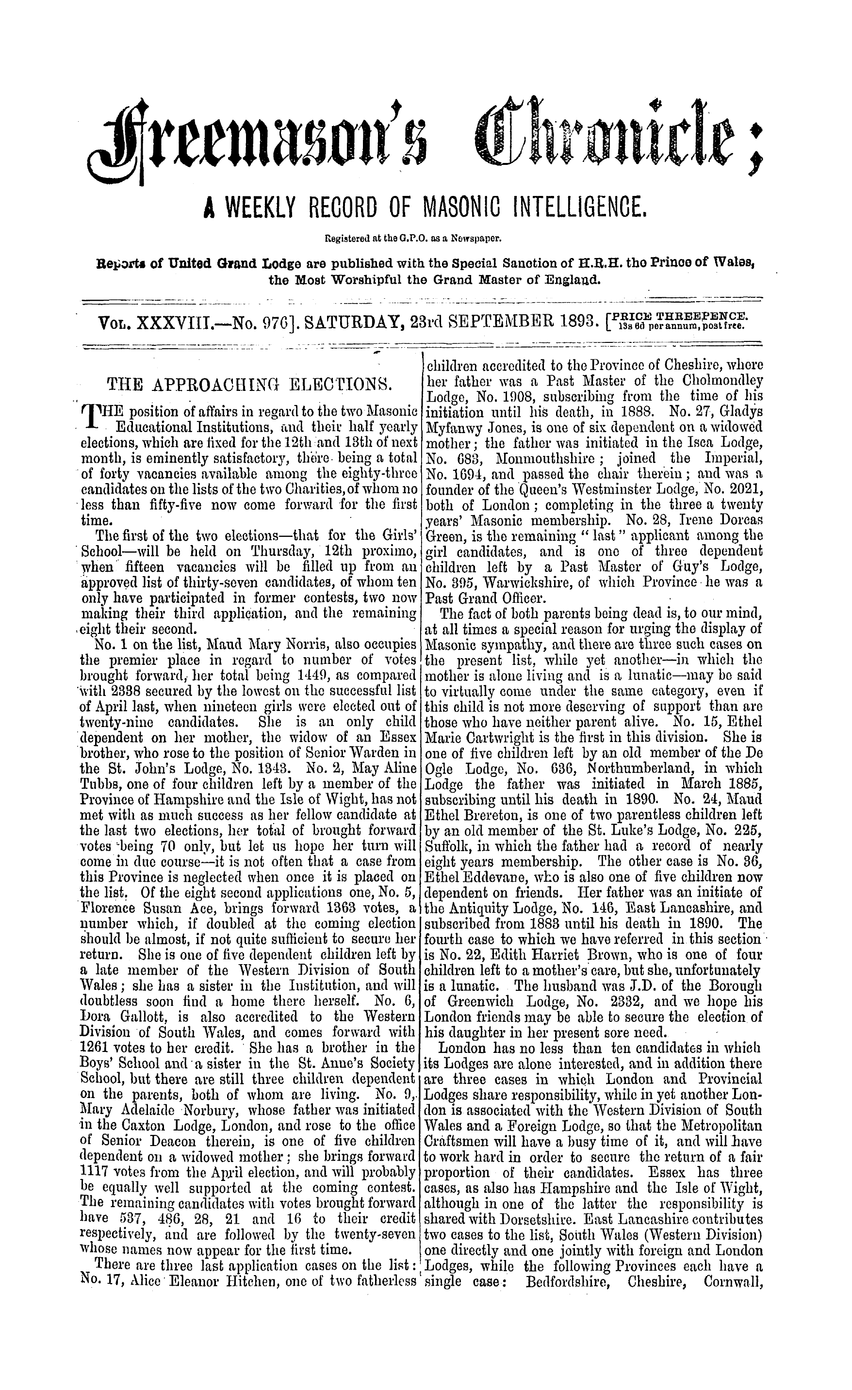 The Freemason's Chronicle