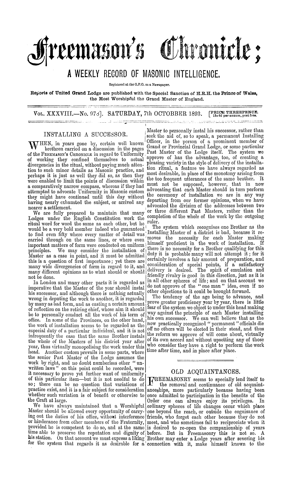 The Freemason's Chronicle