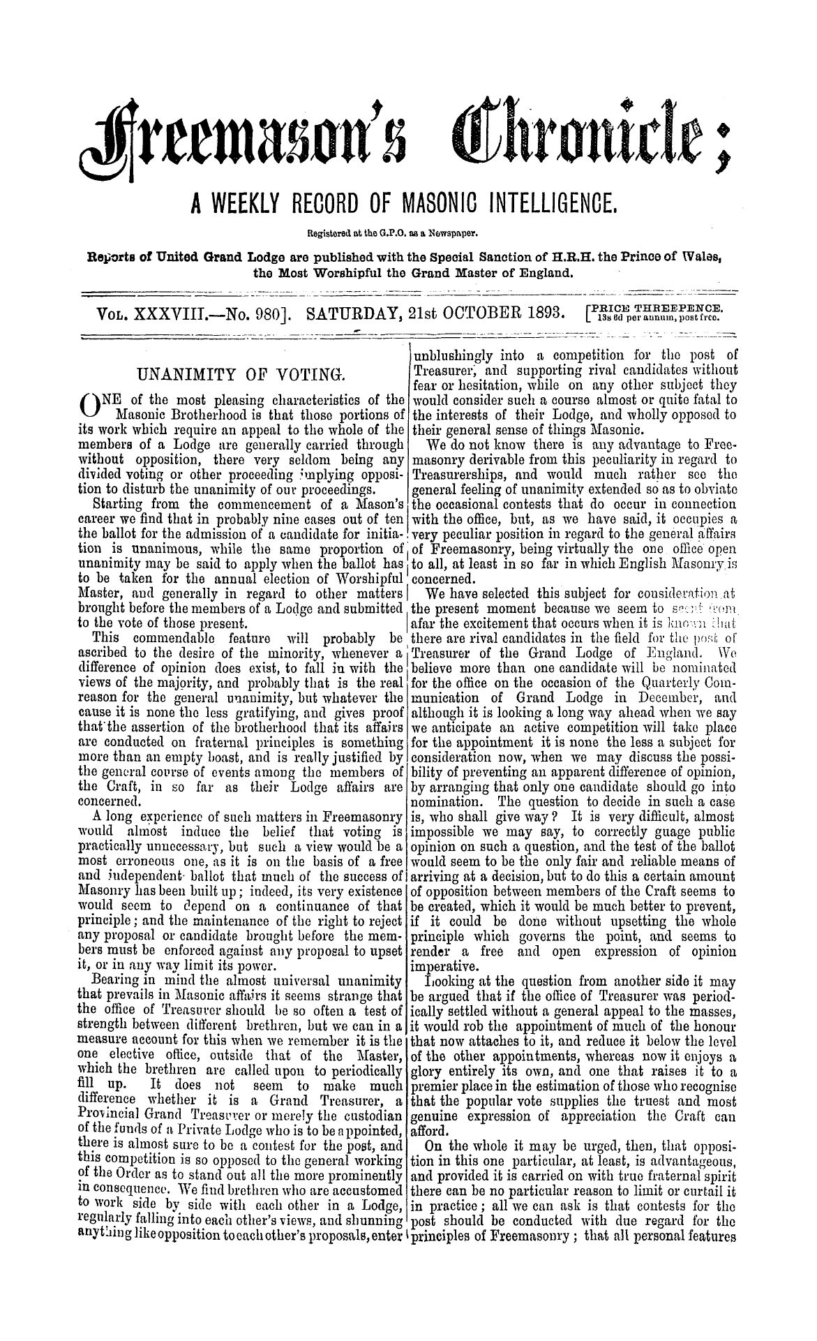 The Freemason's Chronicle